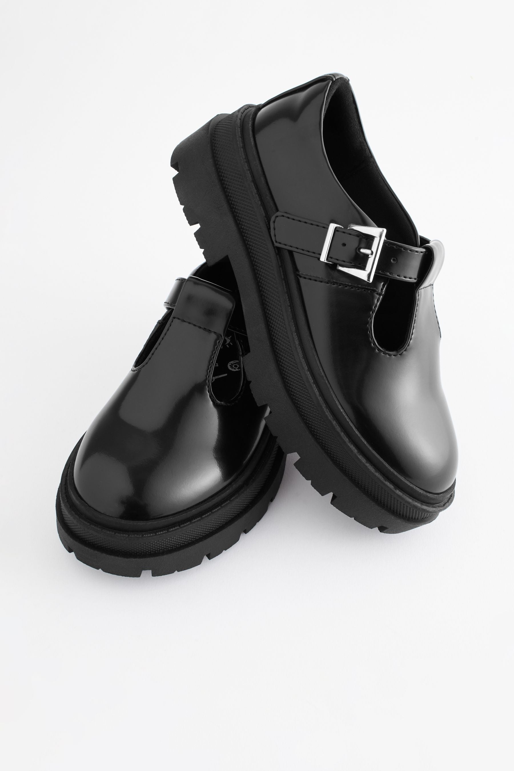 Black T-Bar Chunky School Shoes