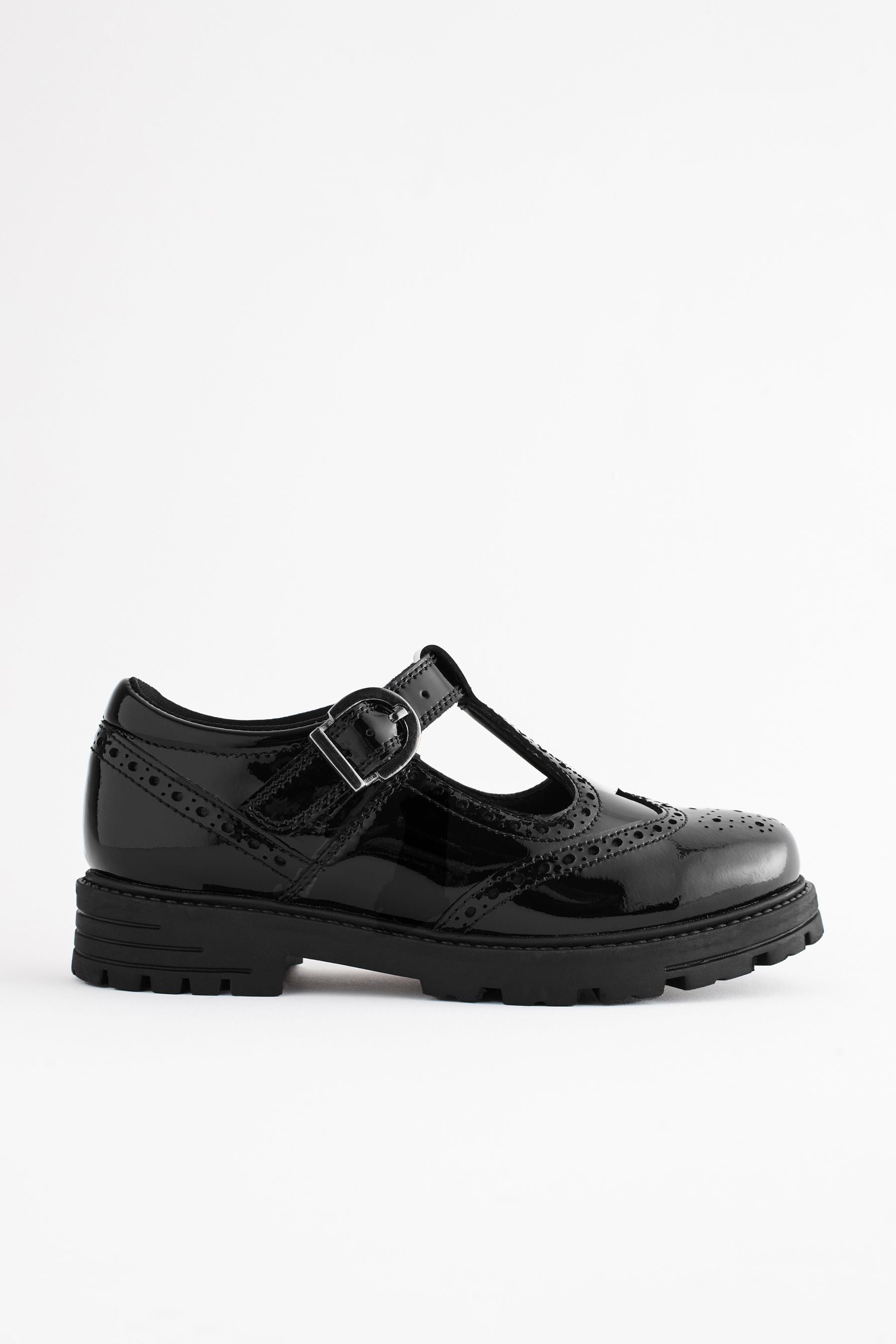 Black Patent Leather T-Bar School Shoes