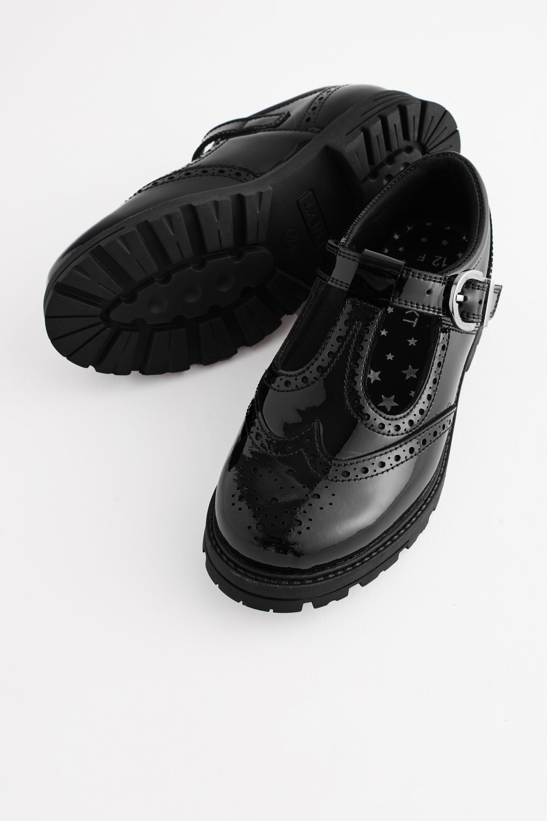 Black Patent Leather T-Bar School Shoes