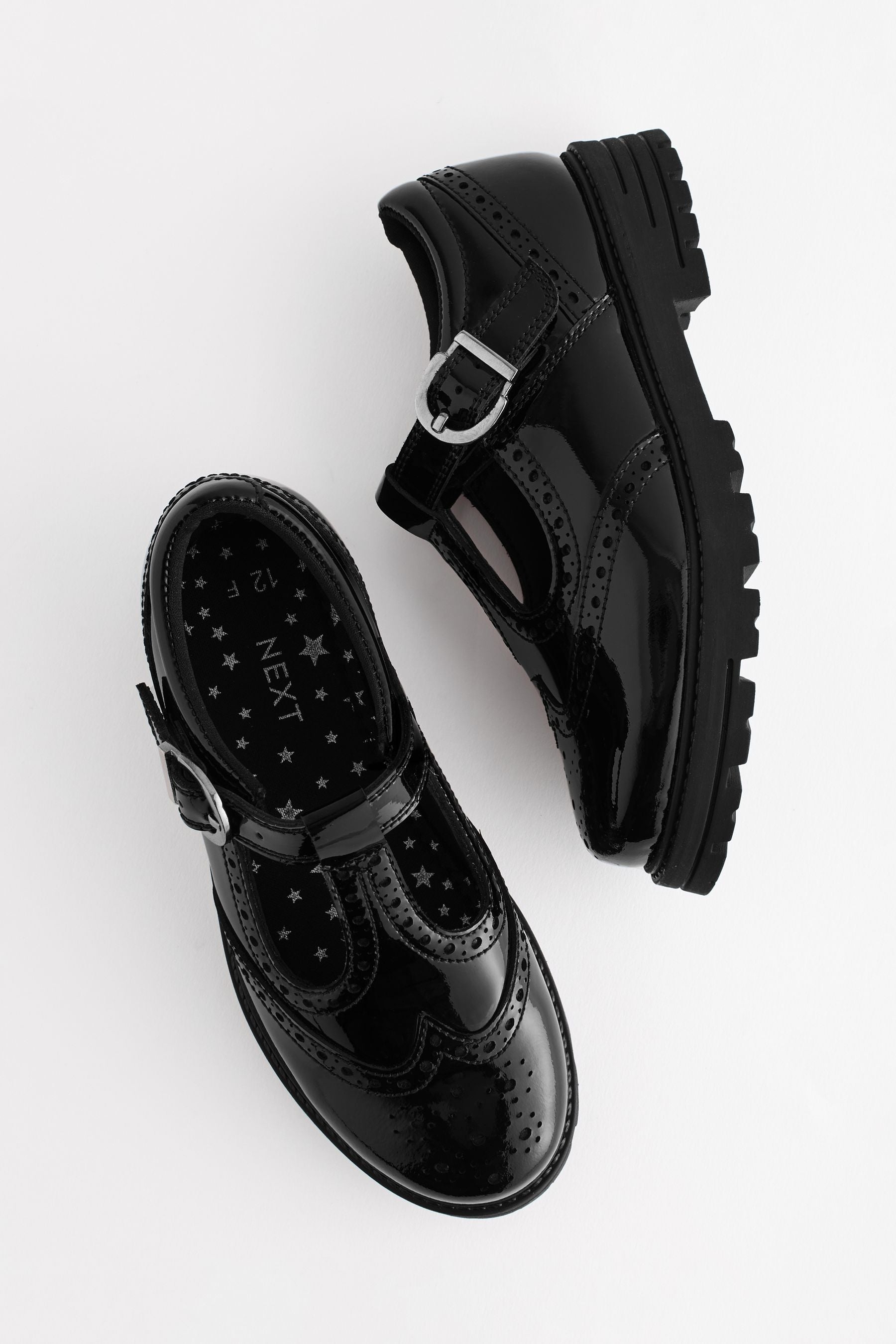 Black Patent Leather T-Bar School Shoes