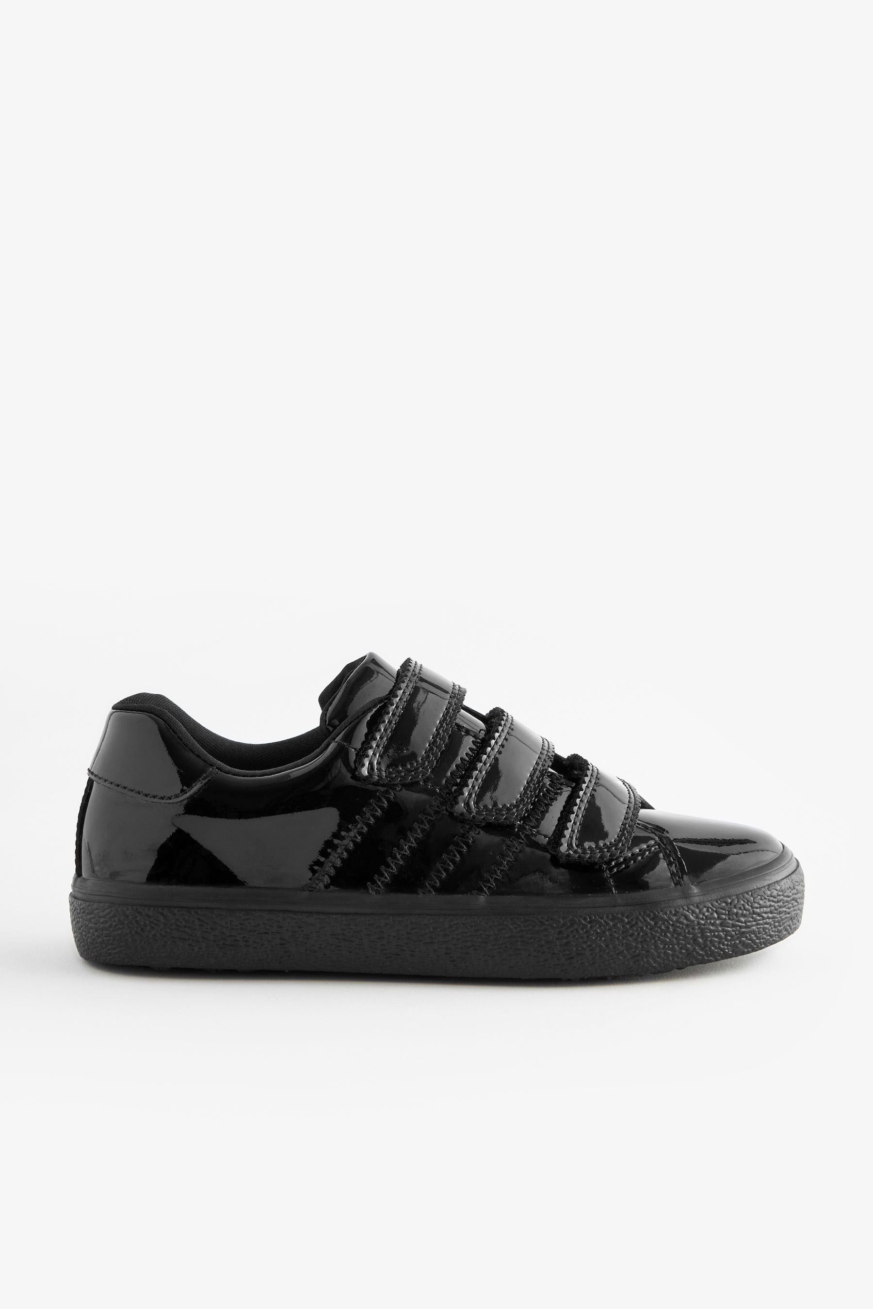 Black Patent 3V School Trainers