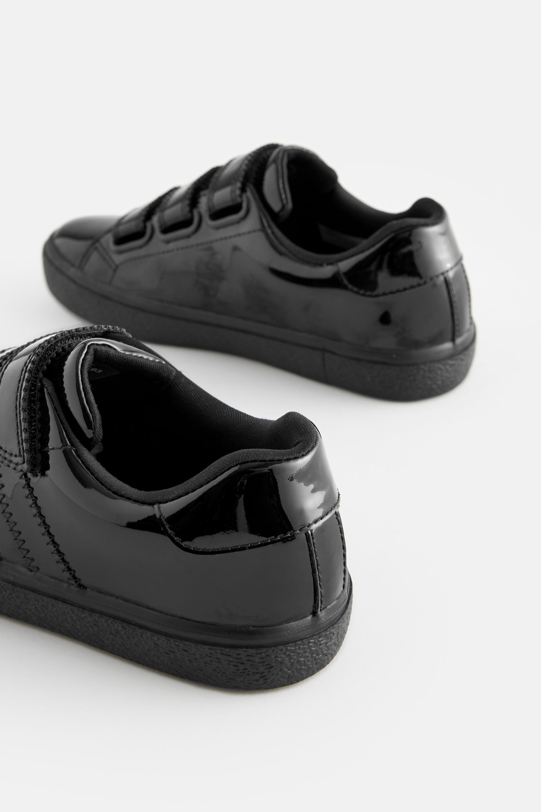 Black Patent 3V School Trainers