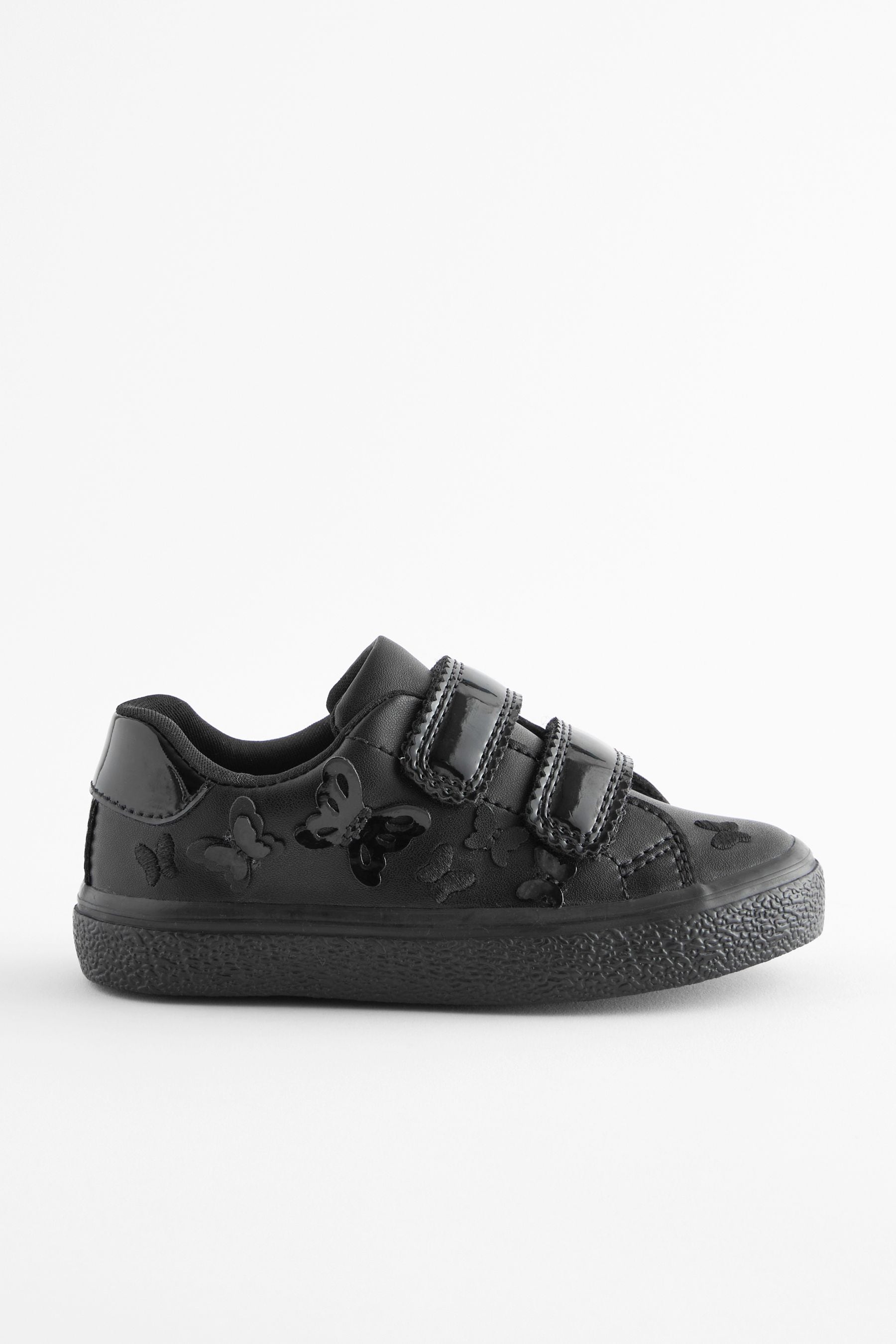 Black 2V Butterfly School Trainers