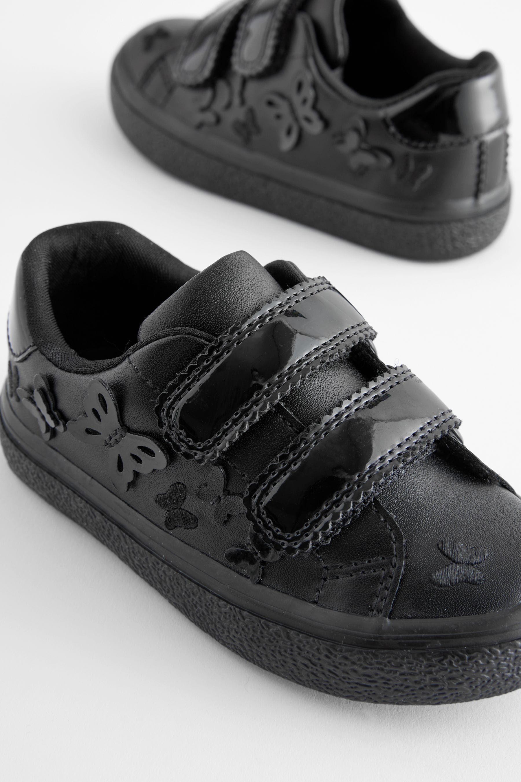 Black 2V Butterfly School Trainers