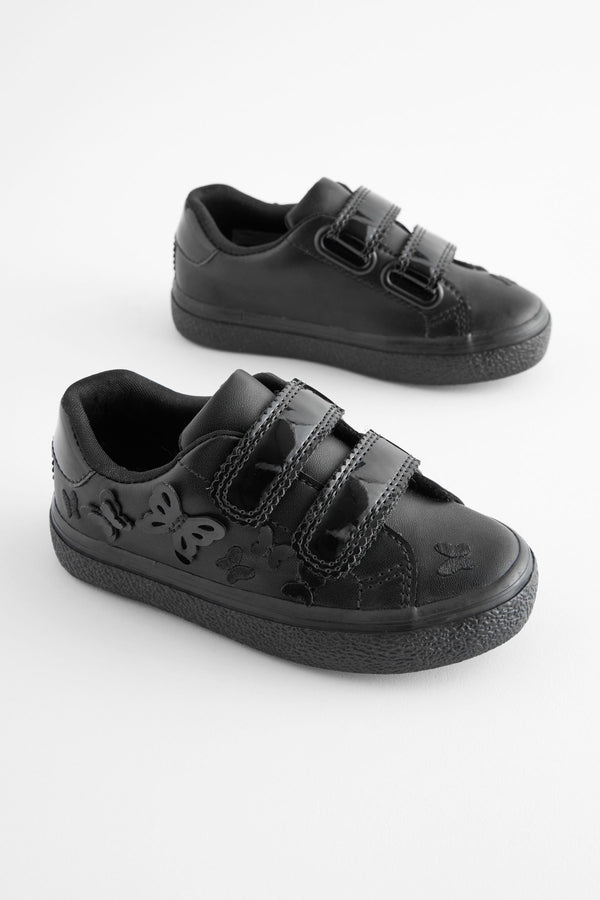 Black 2V Butterfly School Trainers