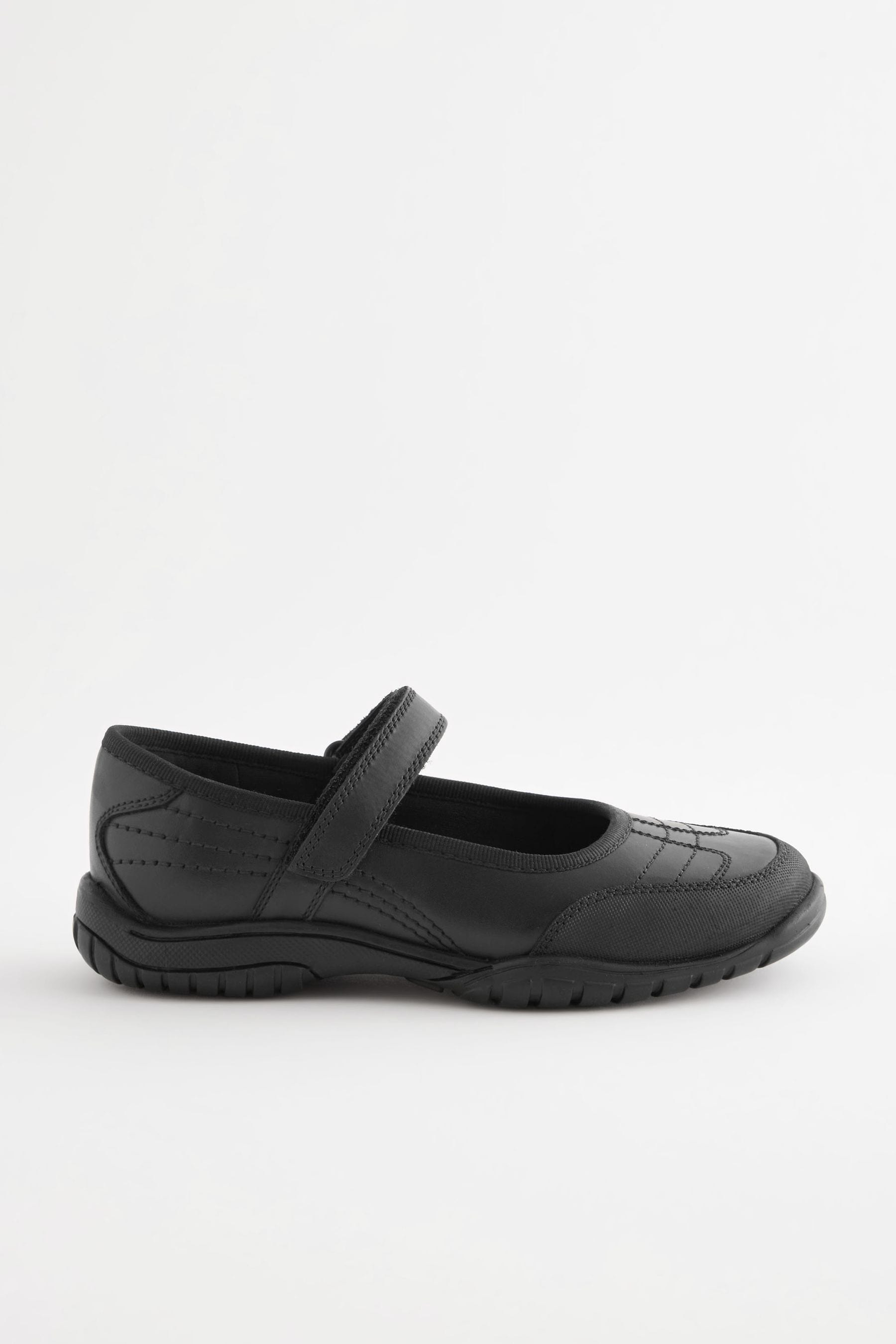 Matt Black Leather Mary Jane School Shoes