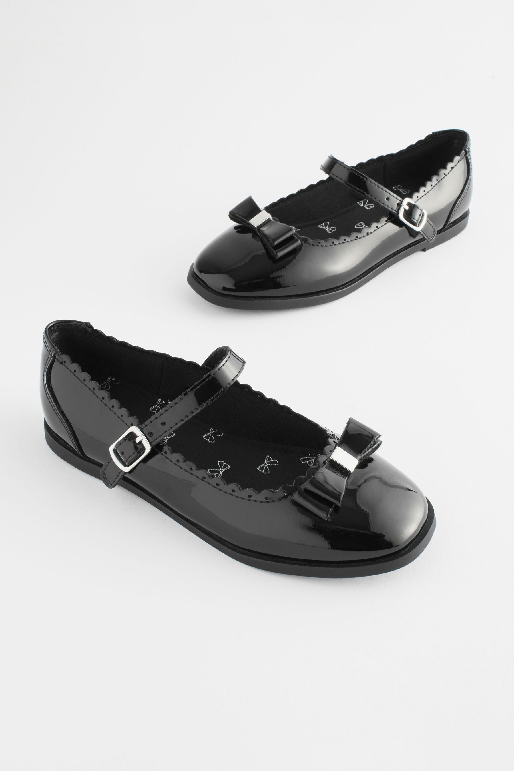 Black Patent Bow Mary Jane School Shoes