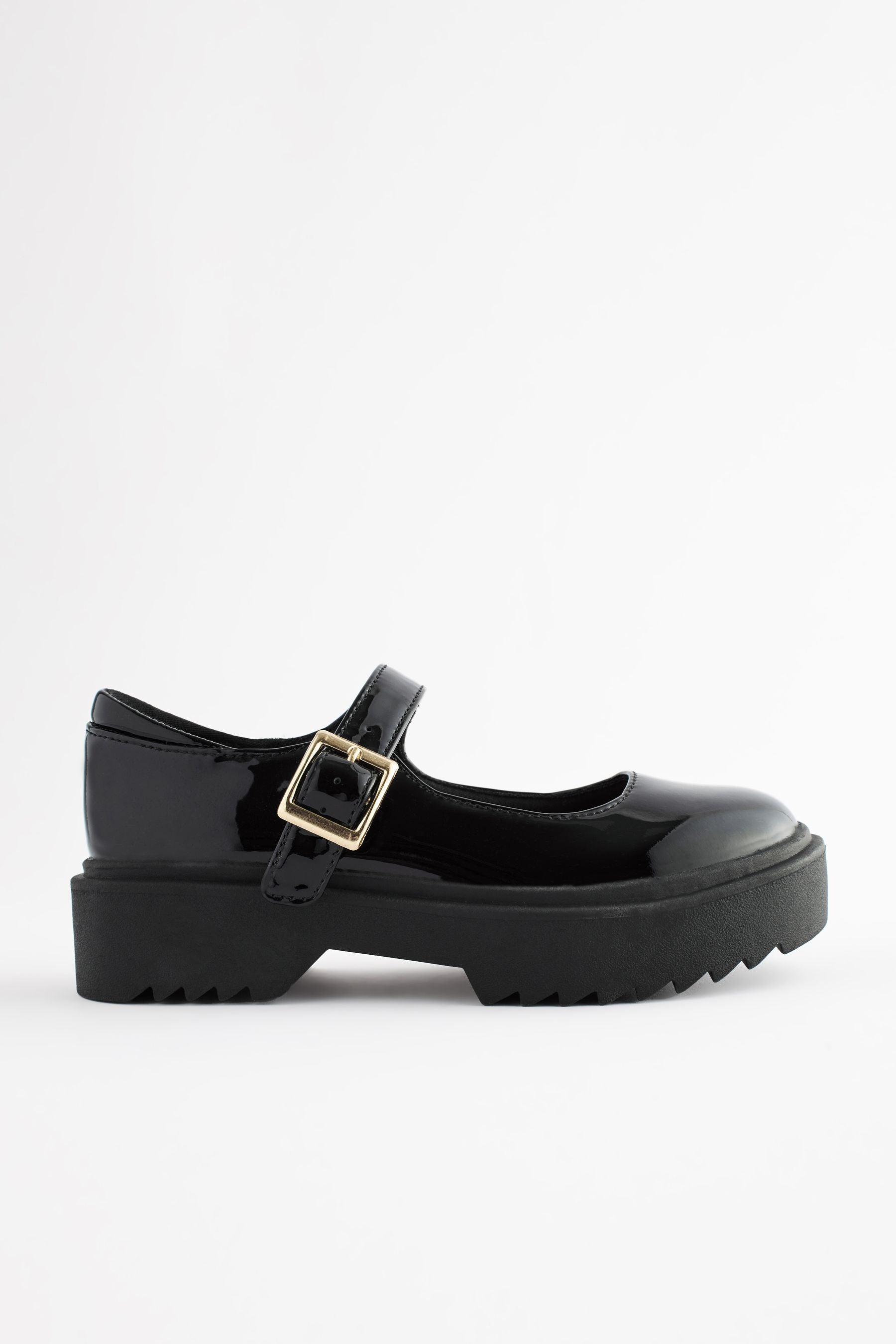 Black Patent Leather Chunky Mary Jane School Shoes