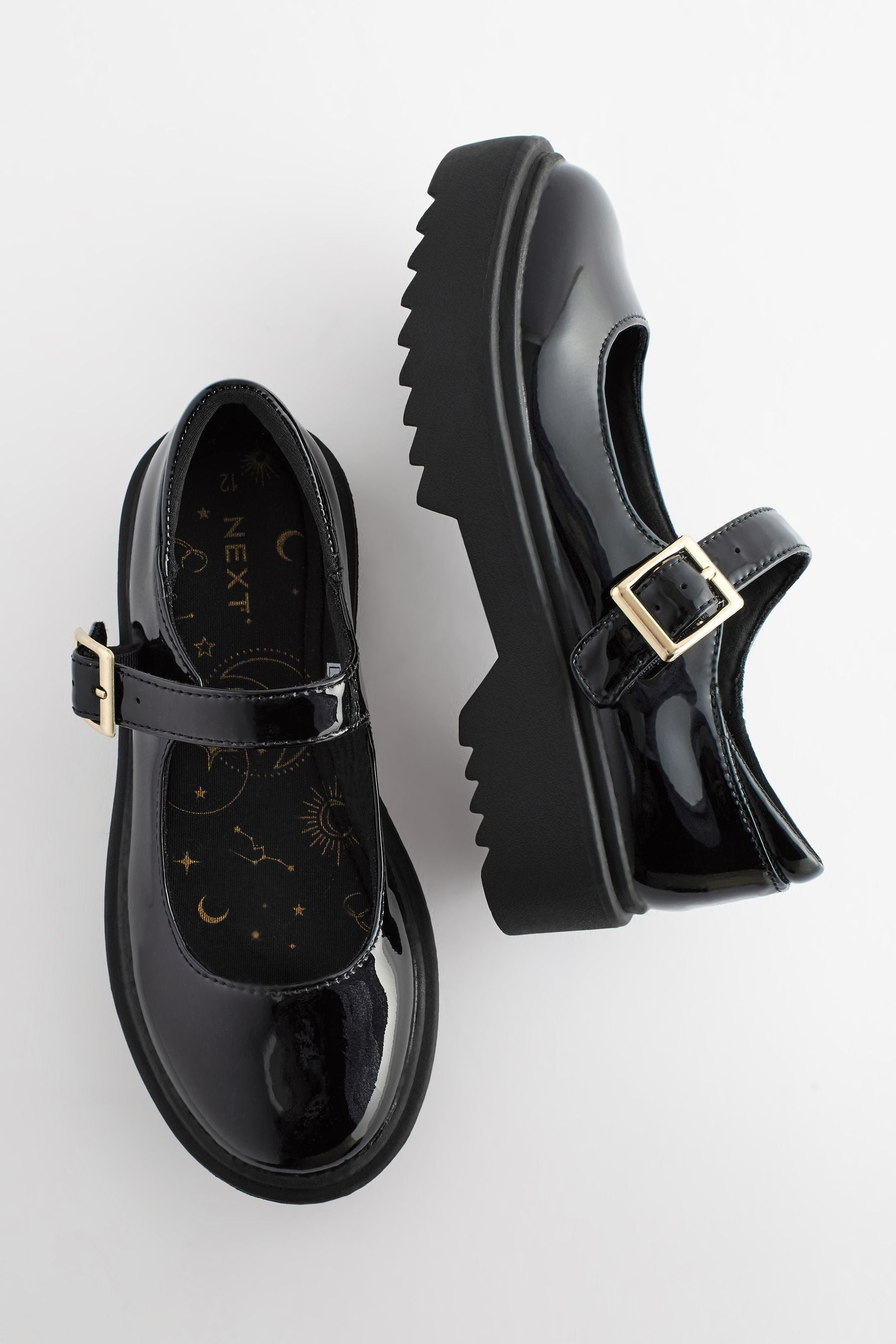 Black Patent Leather Chunky Mary Jane School Shoes