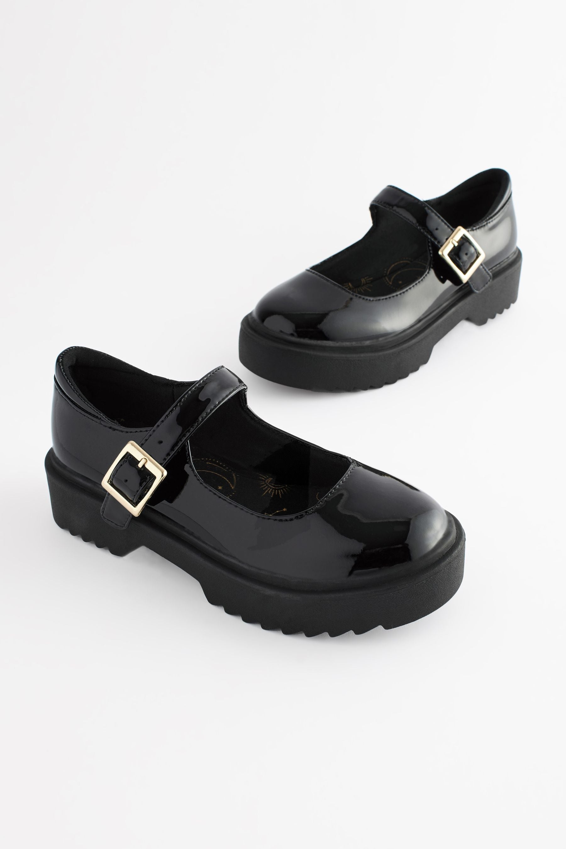 Black Patent Leather Chunky Mary Jane School Shoes