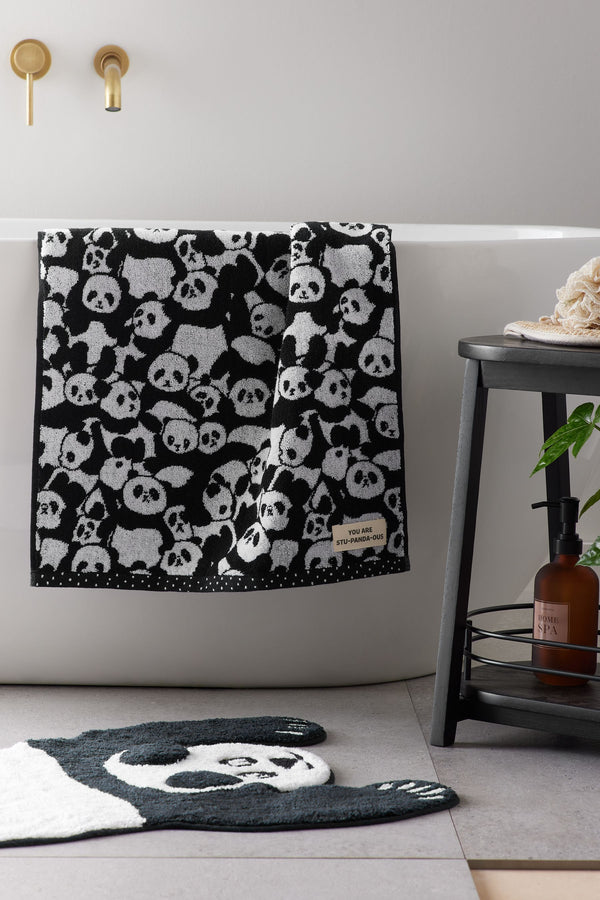 Black & White Mono Panda 100% Cotton Towels