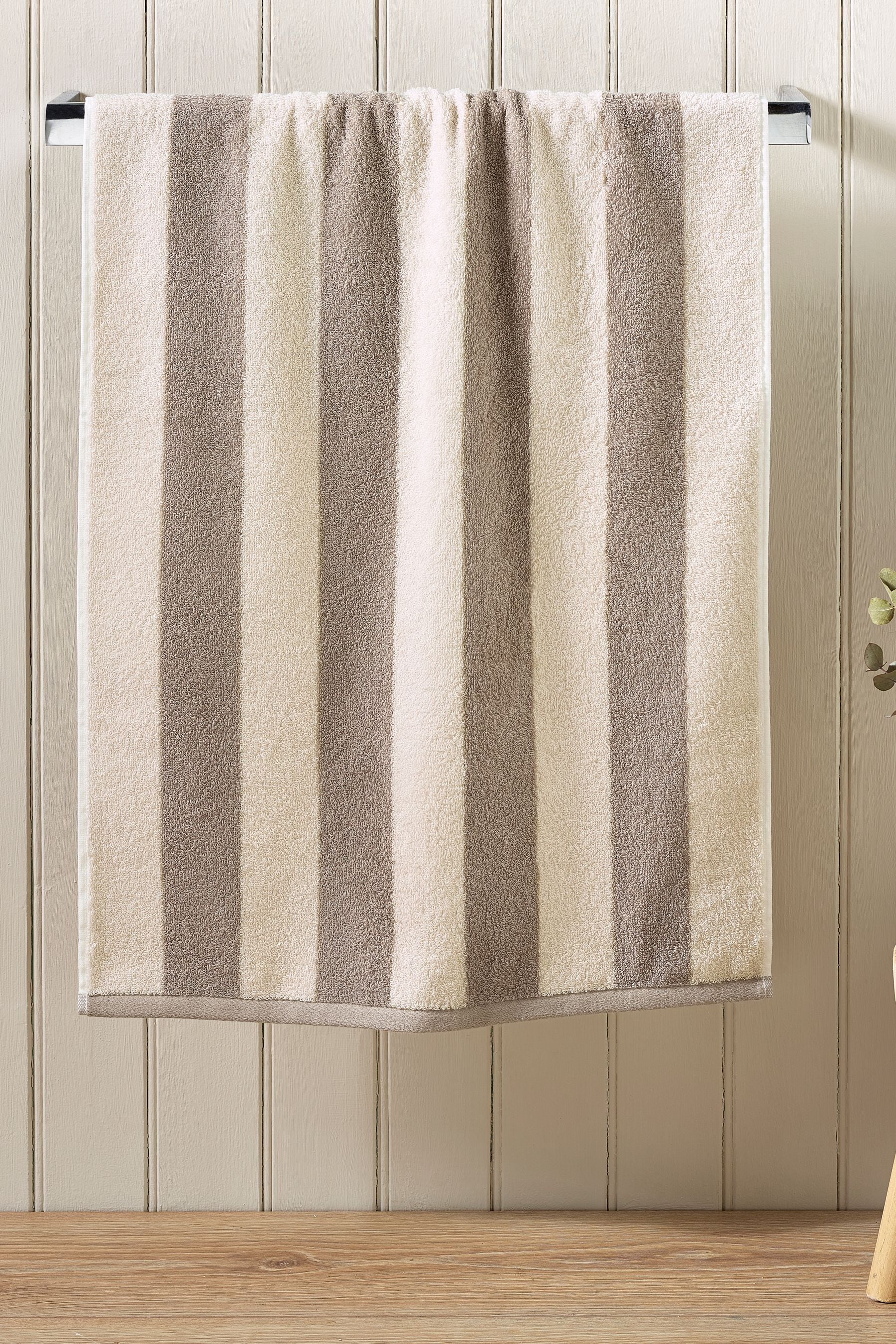 Natural Mink Block Stripe Towel 100% Cotton