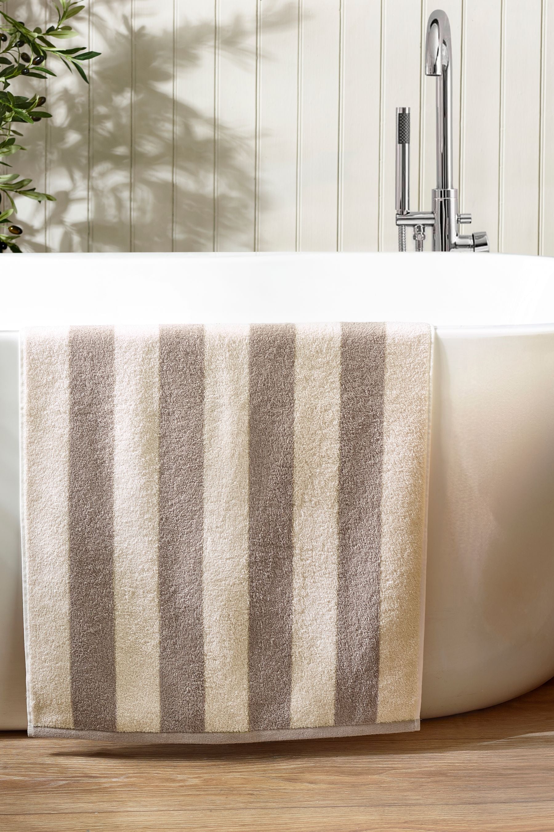 Natural Mink Block Stripe Towel 100% Cotton