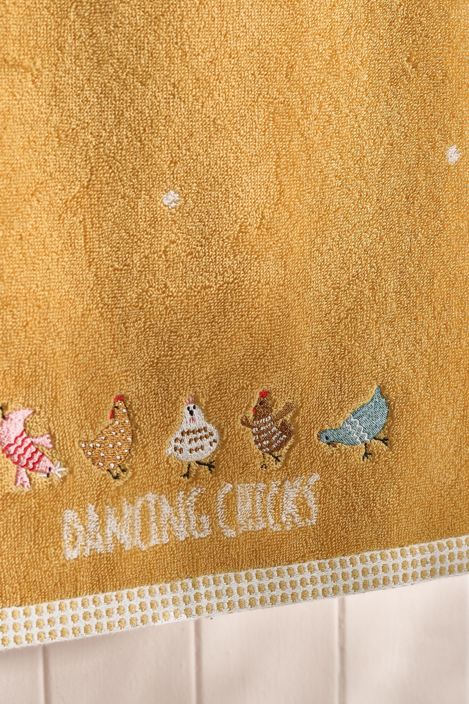 Mustard Yellow Dancing Chicks 100% Cotton Towel