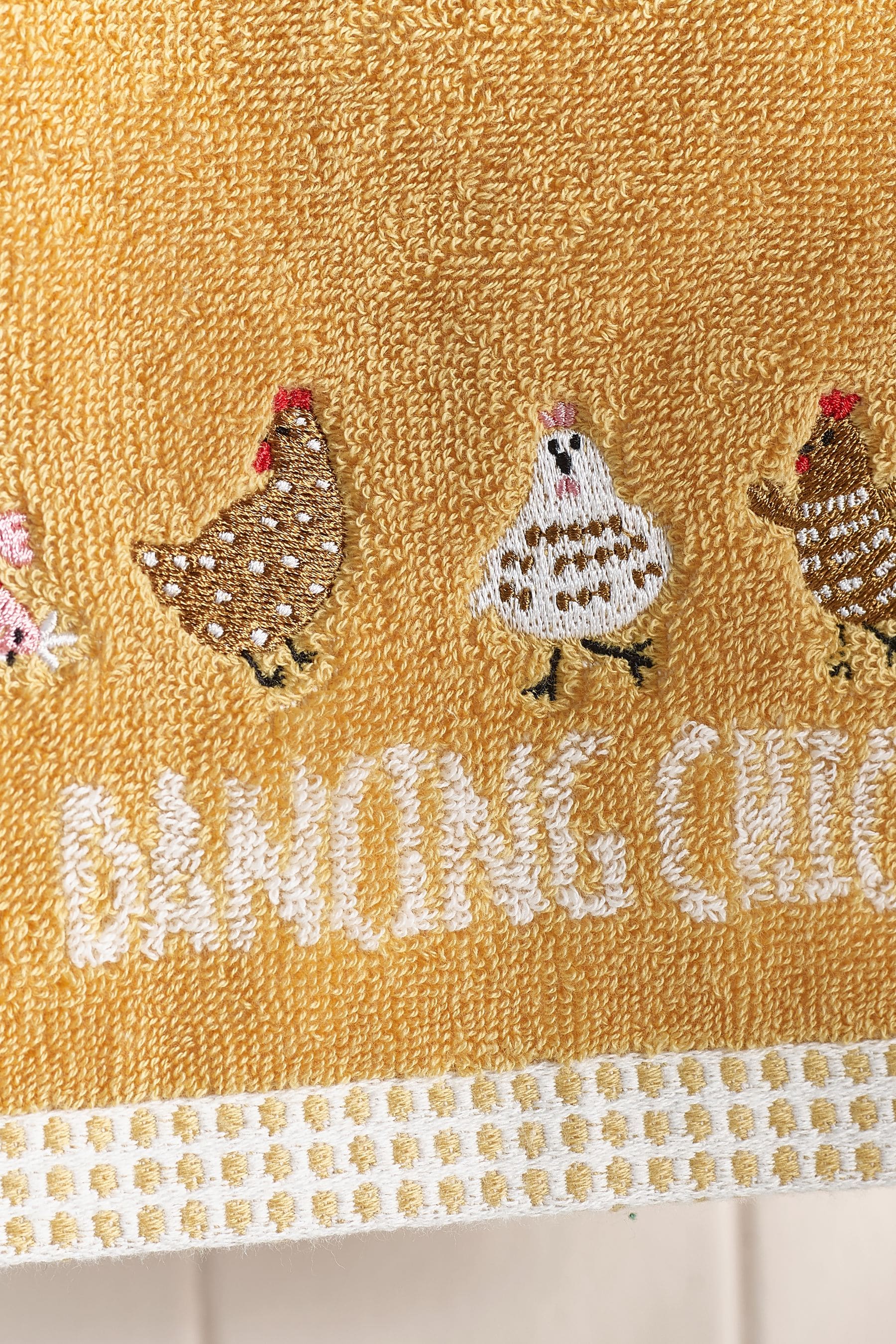 Mustard Yellow Dancing Chicks 100% Cotton Towel