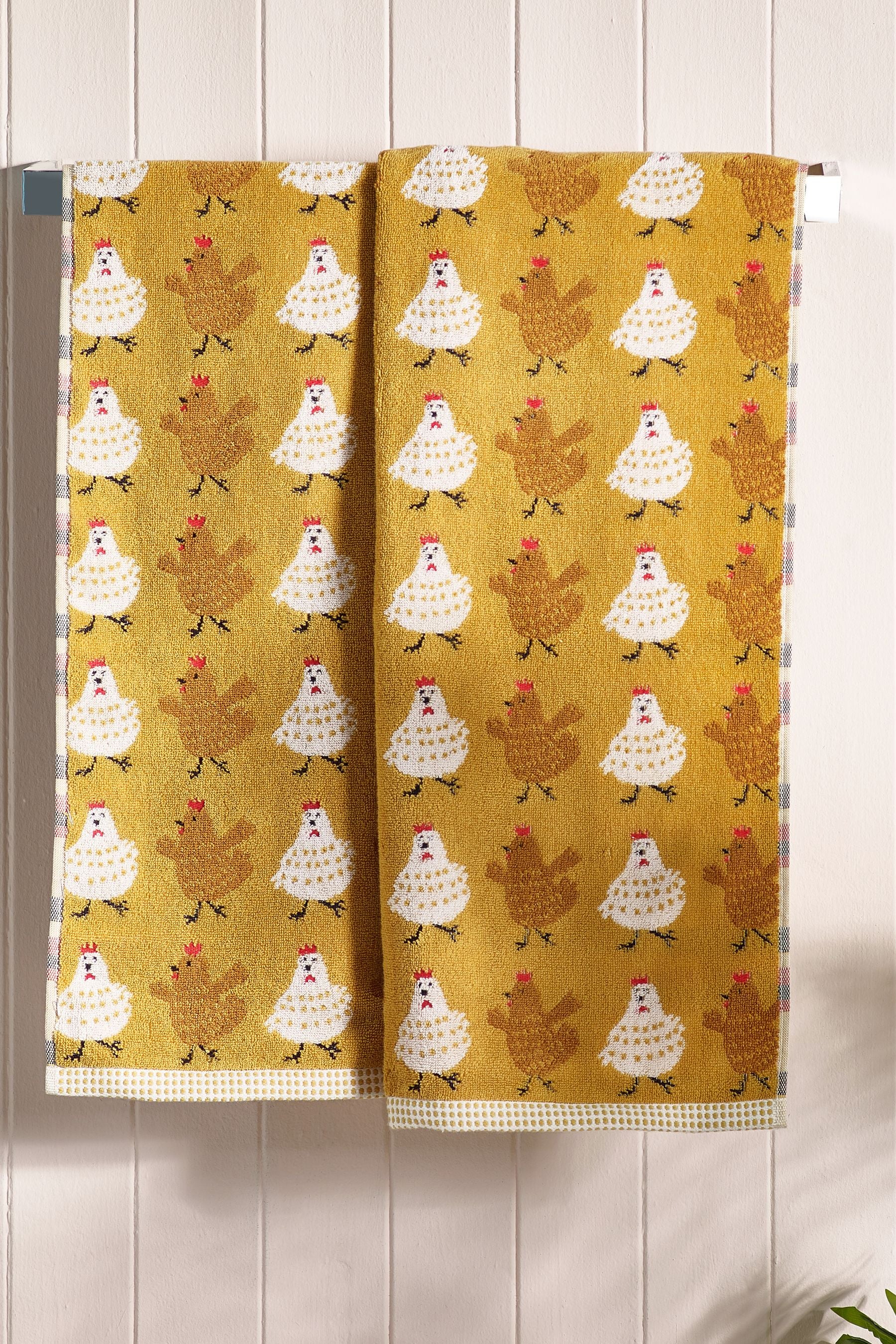 Mustard Yellow Dancing Chicks 100% Cotton Towel