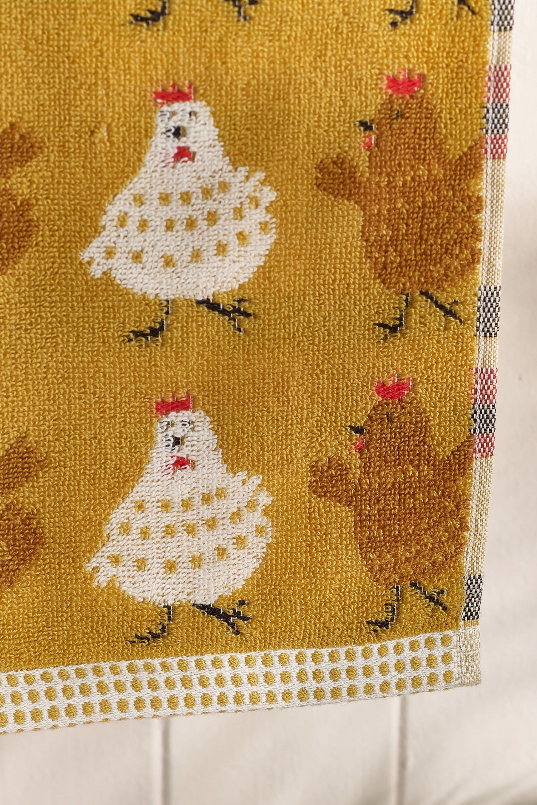 Mustard Yellow Dancing Chicks 100% Cotton Towel