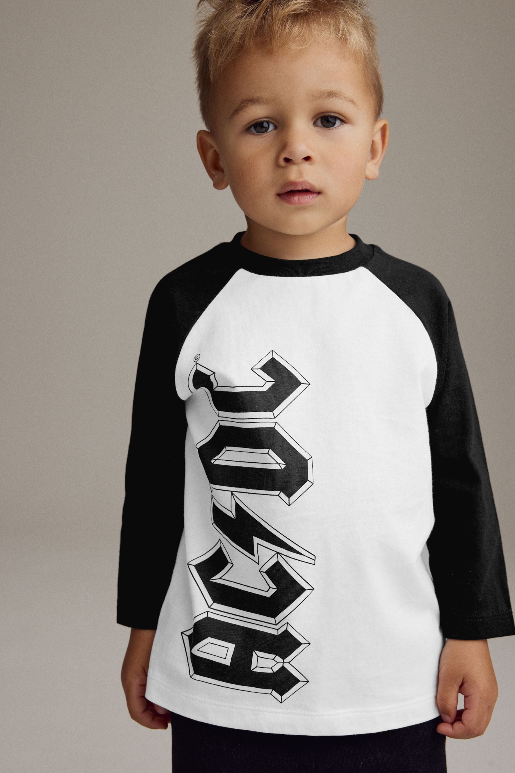 Monochrome 100% Cotton ACDC Long Sleeve T-Shirt (3mths-8yrs)