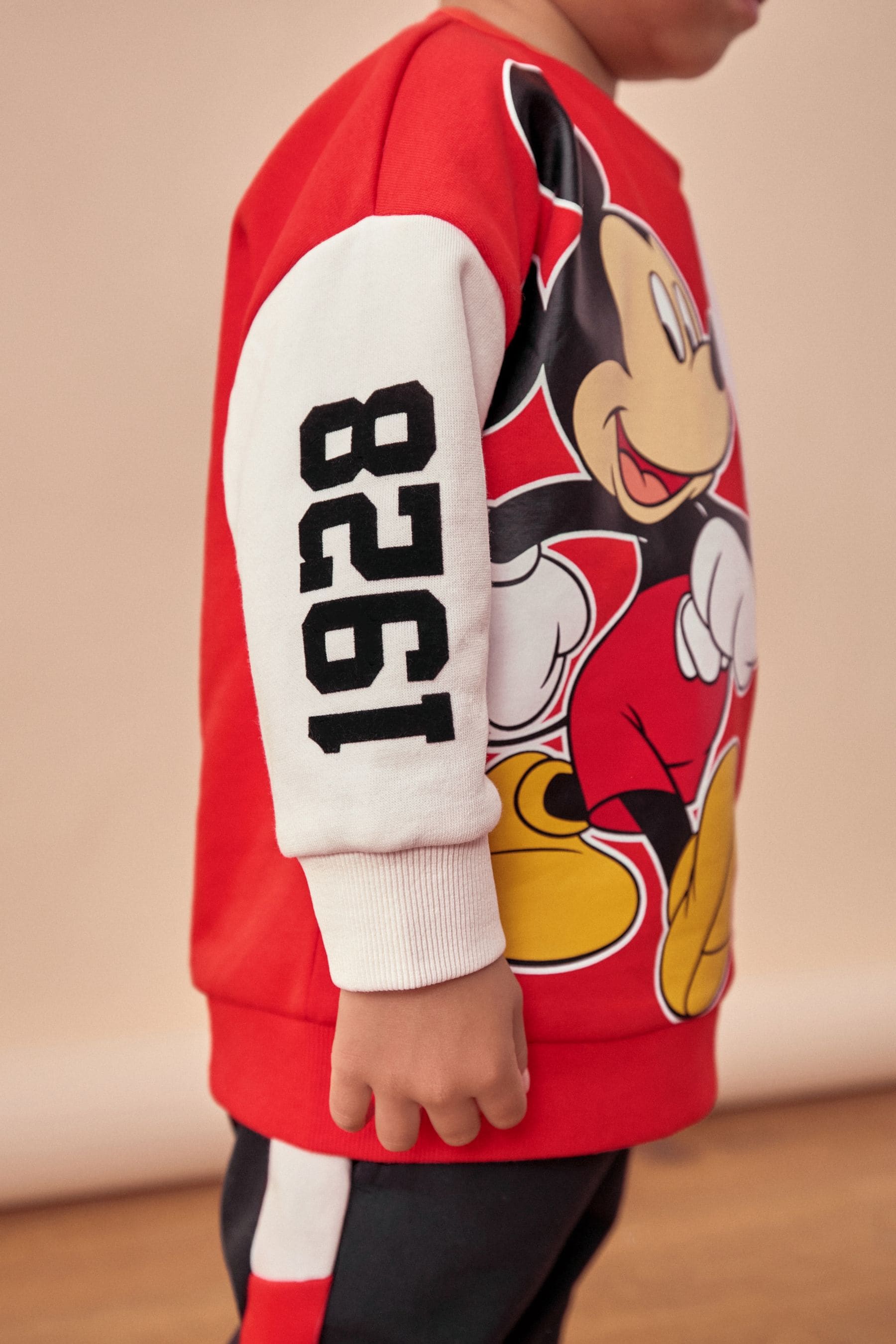 Red/Black Mickey Mouse Crew Neck Sweatshirt and Joggers Set (3mths-8yrs)