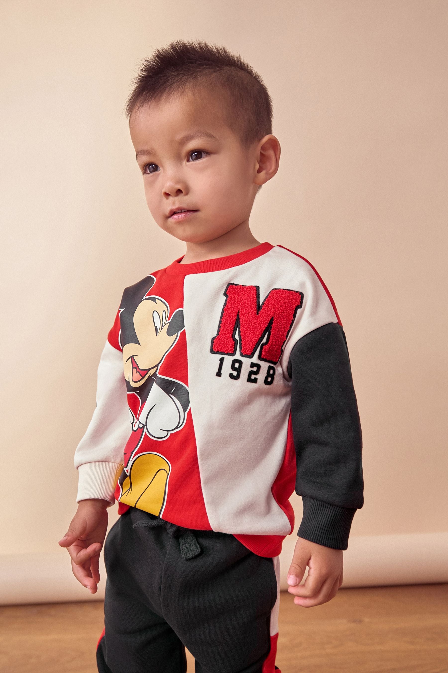 Red/Black Mickey Mouse Crew Neck Sweatshirt and Joggers Set (3mths-8yrs)