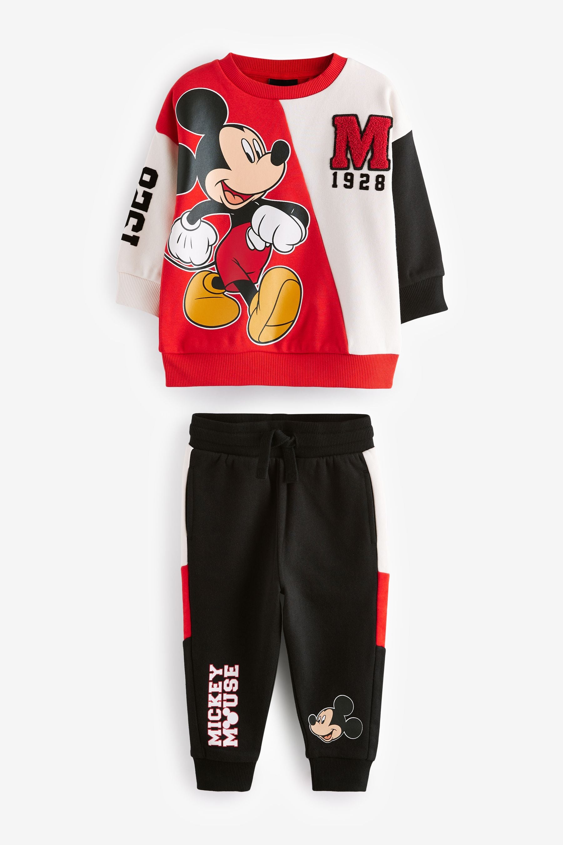 Red/Black Mickey Mouse Crew Neck Sweatshirt and Joggers Set (3mths-8yrs)