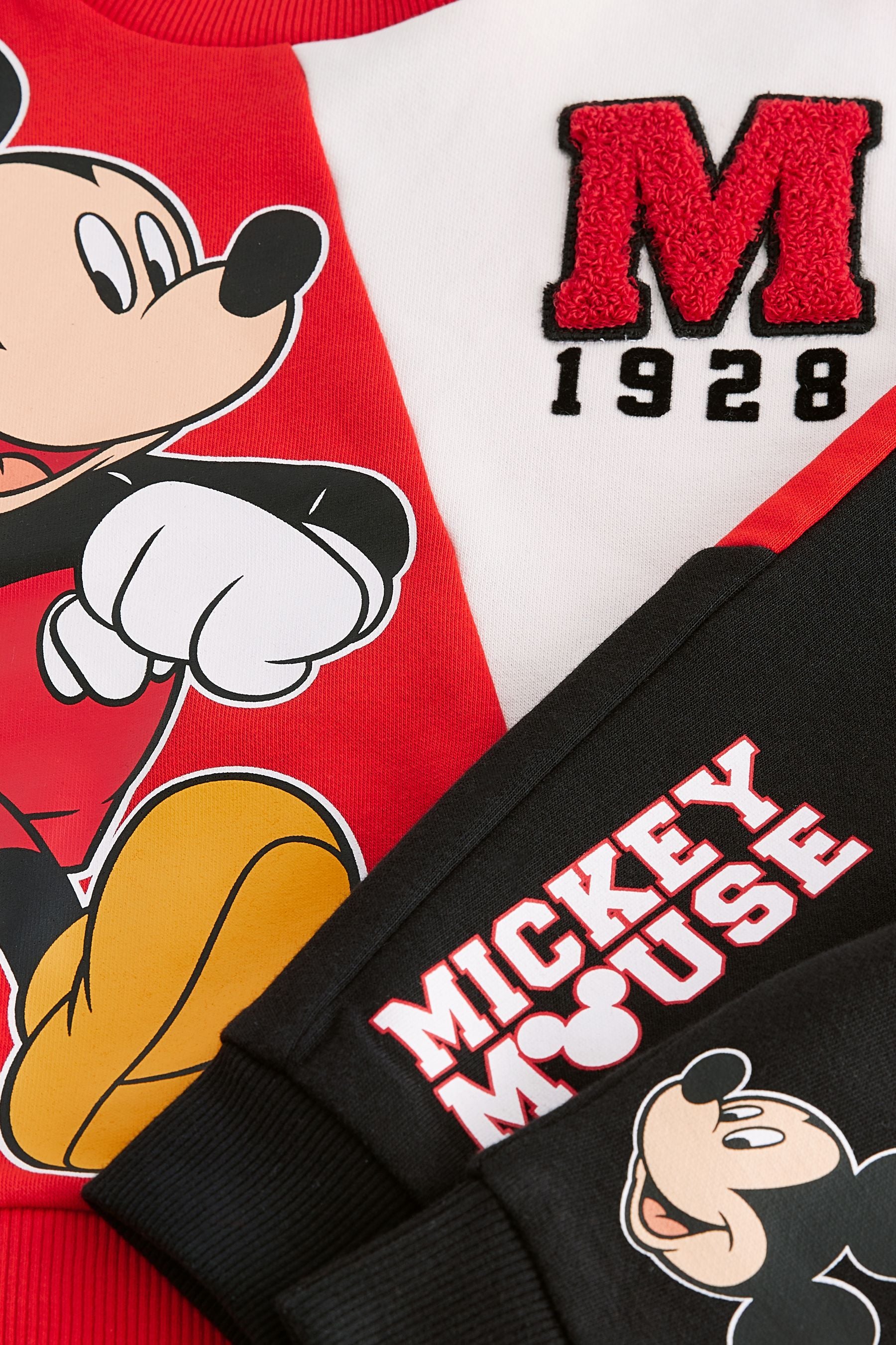 Red/Black Mickey Mouse Crew Neck Sweatshirt and Joggers Set (3mths-8yrs)