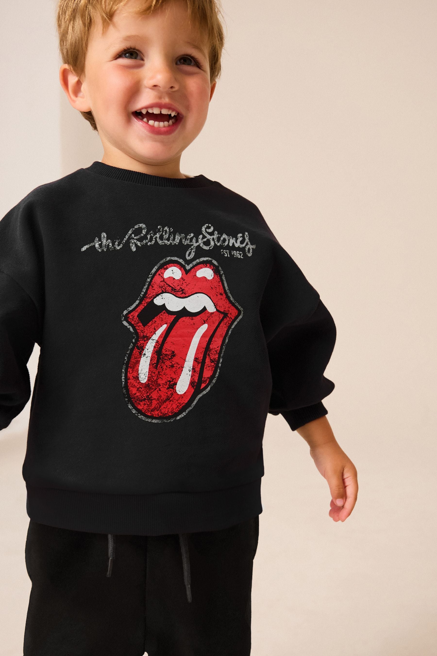 Black Rolling Stones Crew Neck Sweatshirt (3mths-8yrs)