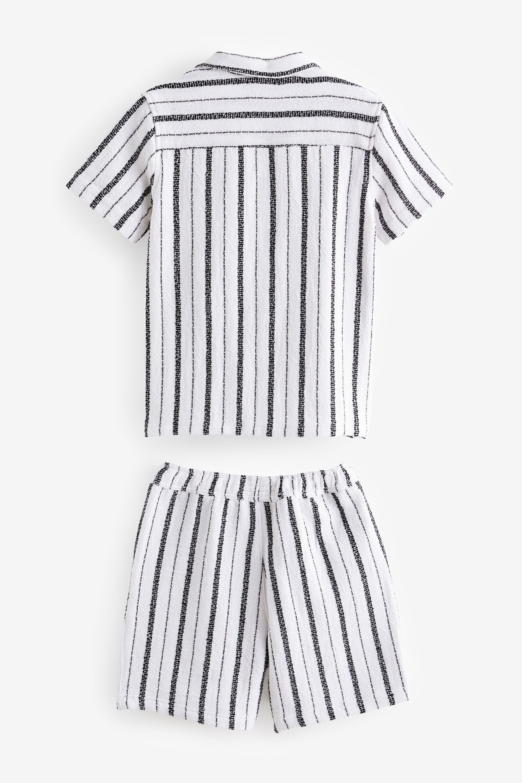 Black/White Short Sleeves Stripe Shirt and Short Set (3-16yrs)