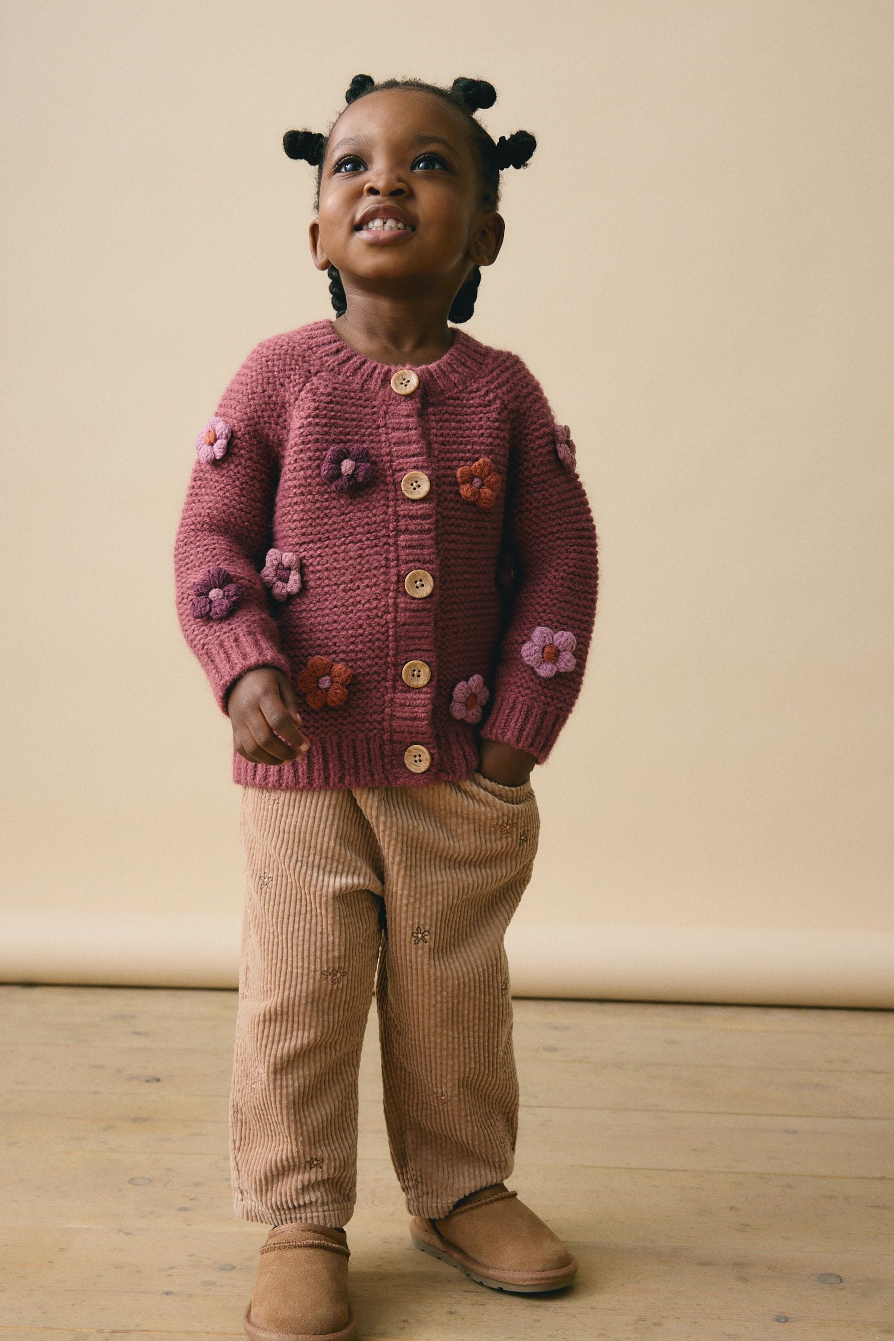 Burgundy Red 3D Flower Cardigan (3mths-7yrs)