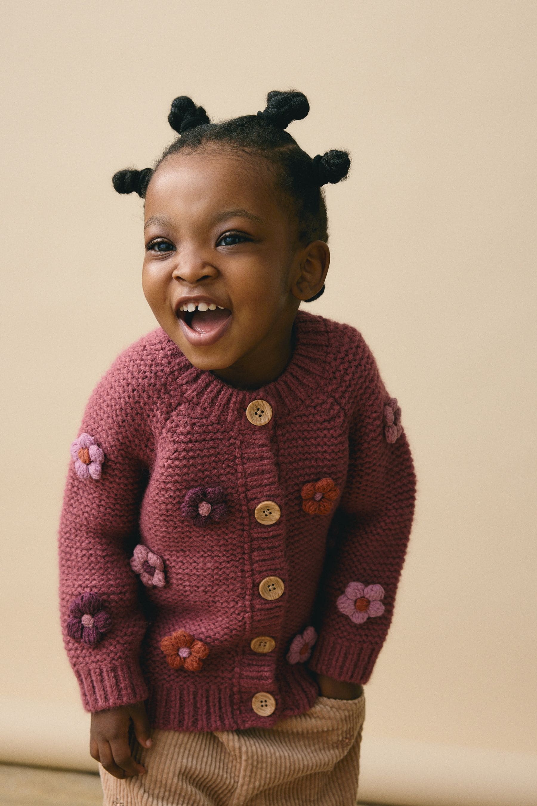 Burgundy Red 3D Flower Cardigan (3mths-7yrs)