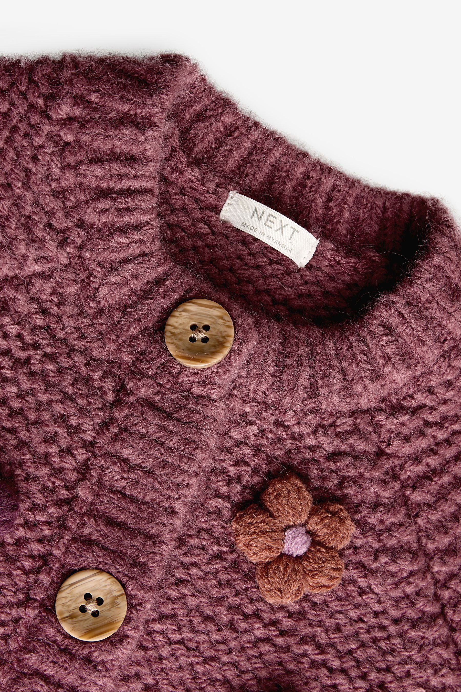 Burgundy Red 3D Flower Cardigan (3mths-7yrs)