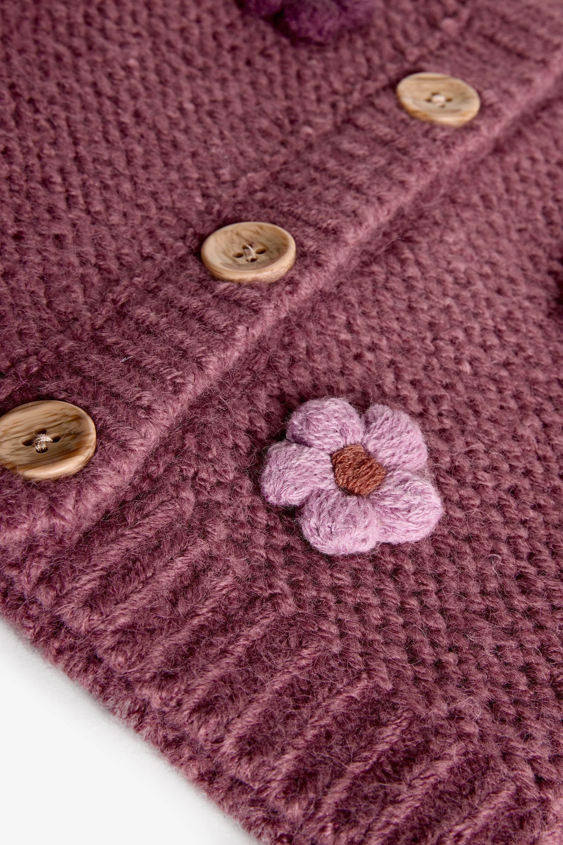 Burgundy Red 3D Flower Cardigan (3mths-7yrs)