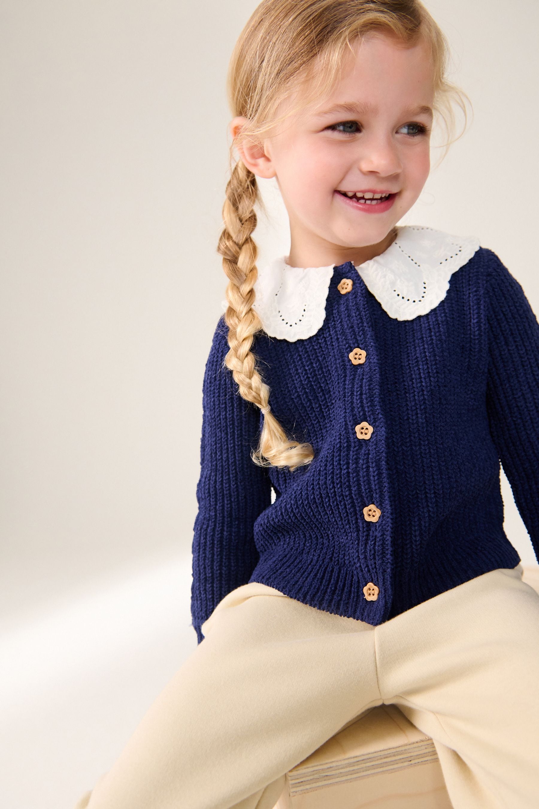 Navy Blue Collar Cardigan (3mths-7yrs)