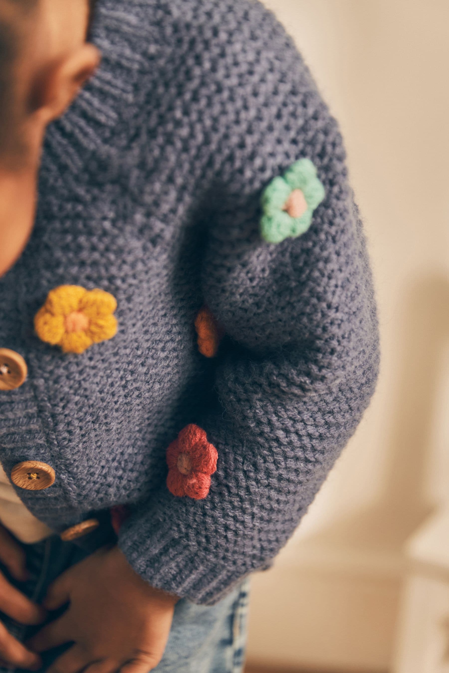 Blue 3D Flower Cardigan (3mths-7yrs)