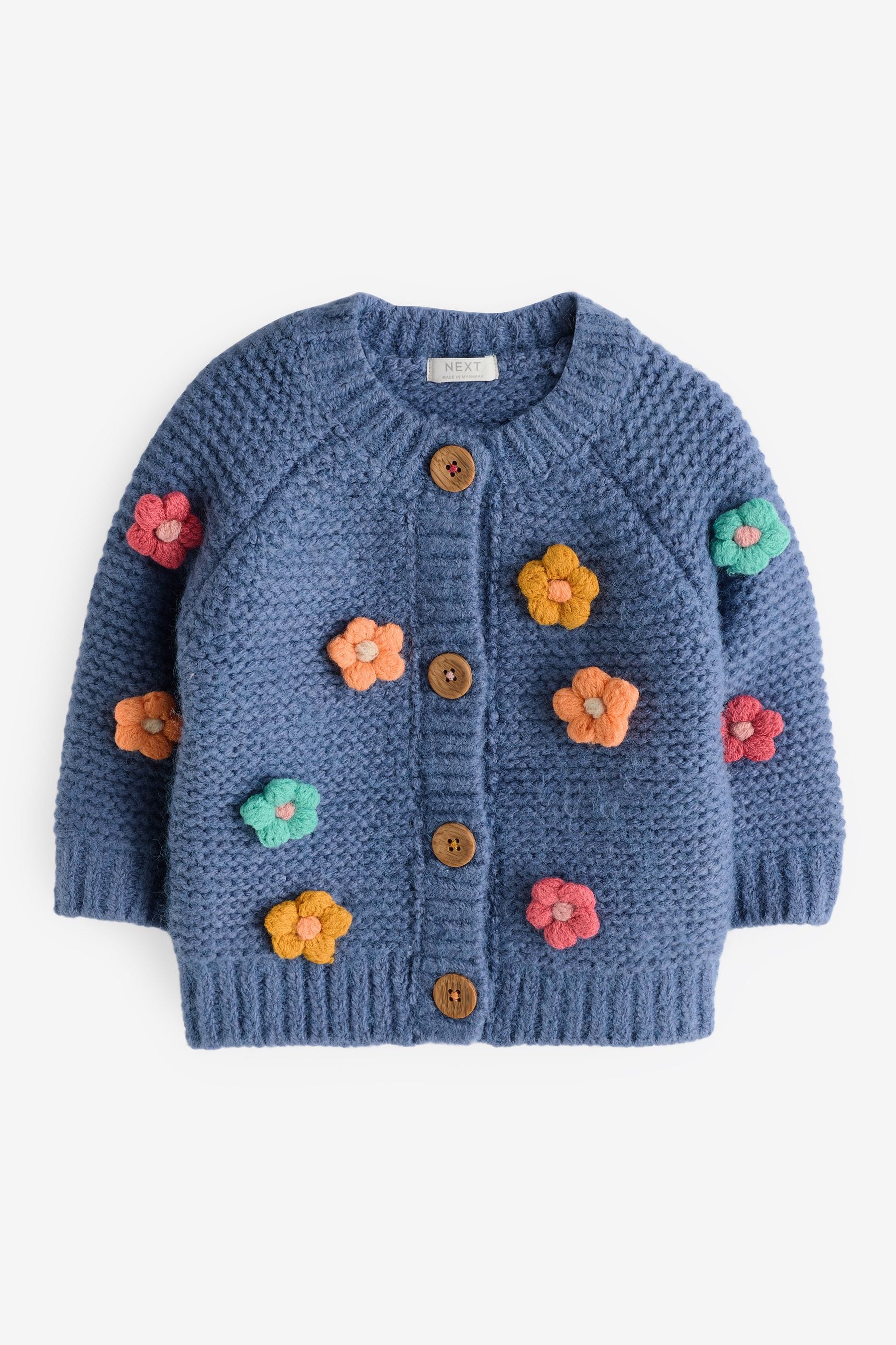 Blue 3D Flower Cardigan (3mths-7yrs)