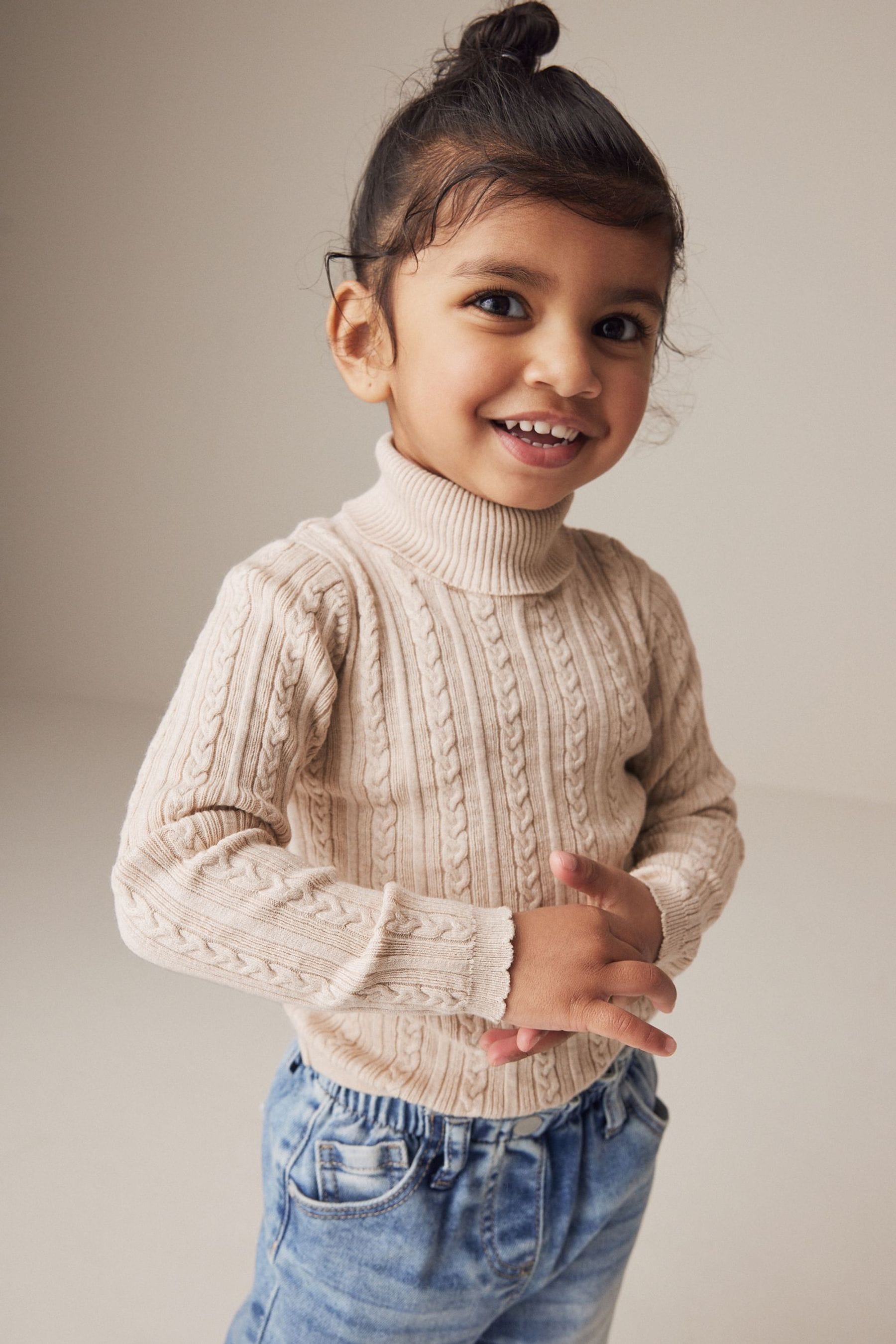 Oatmeal Roll Neck Cardigans (3mths-10yrs)