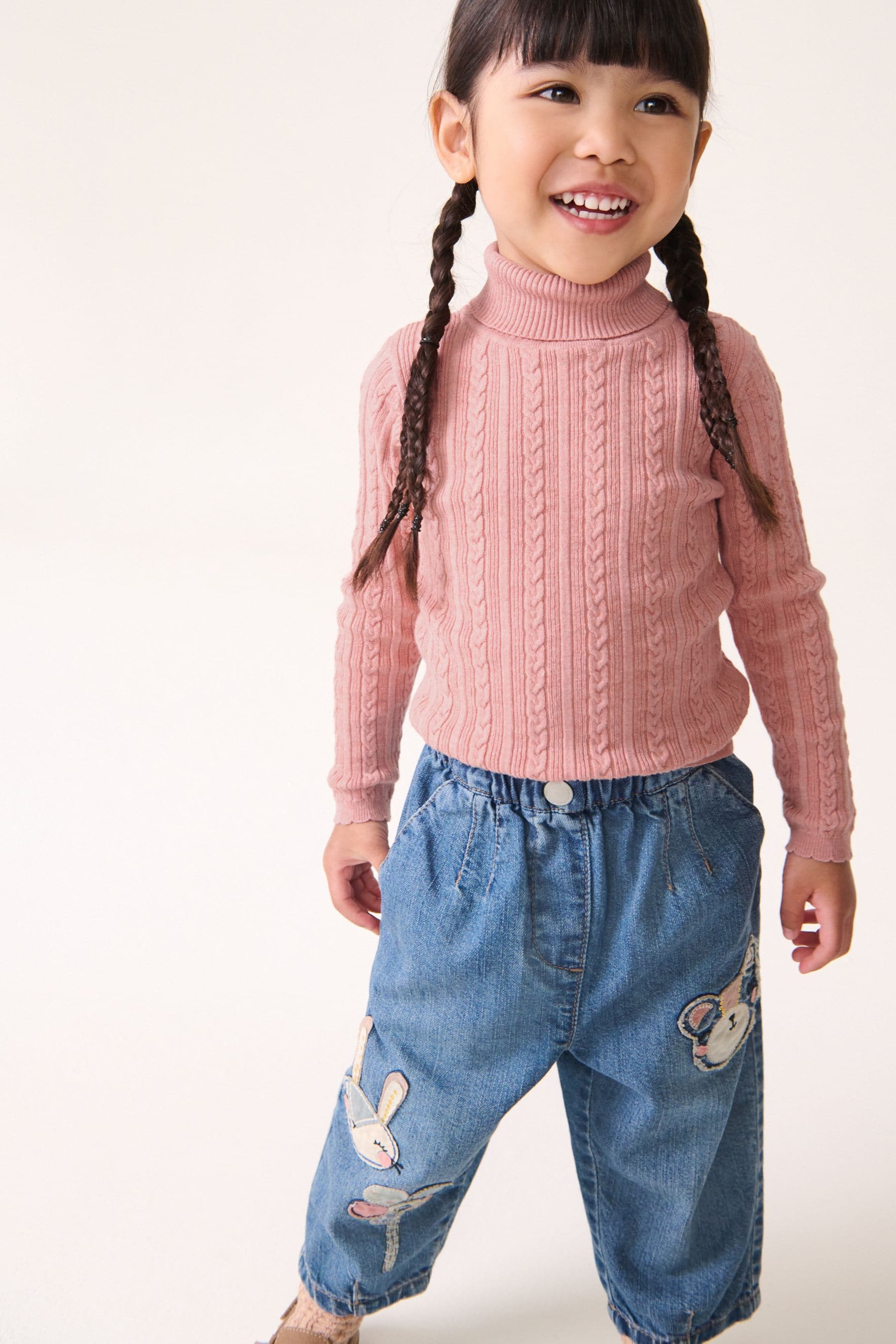 Pink Roll Neck Cardigan (3mths-10yrs)