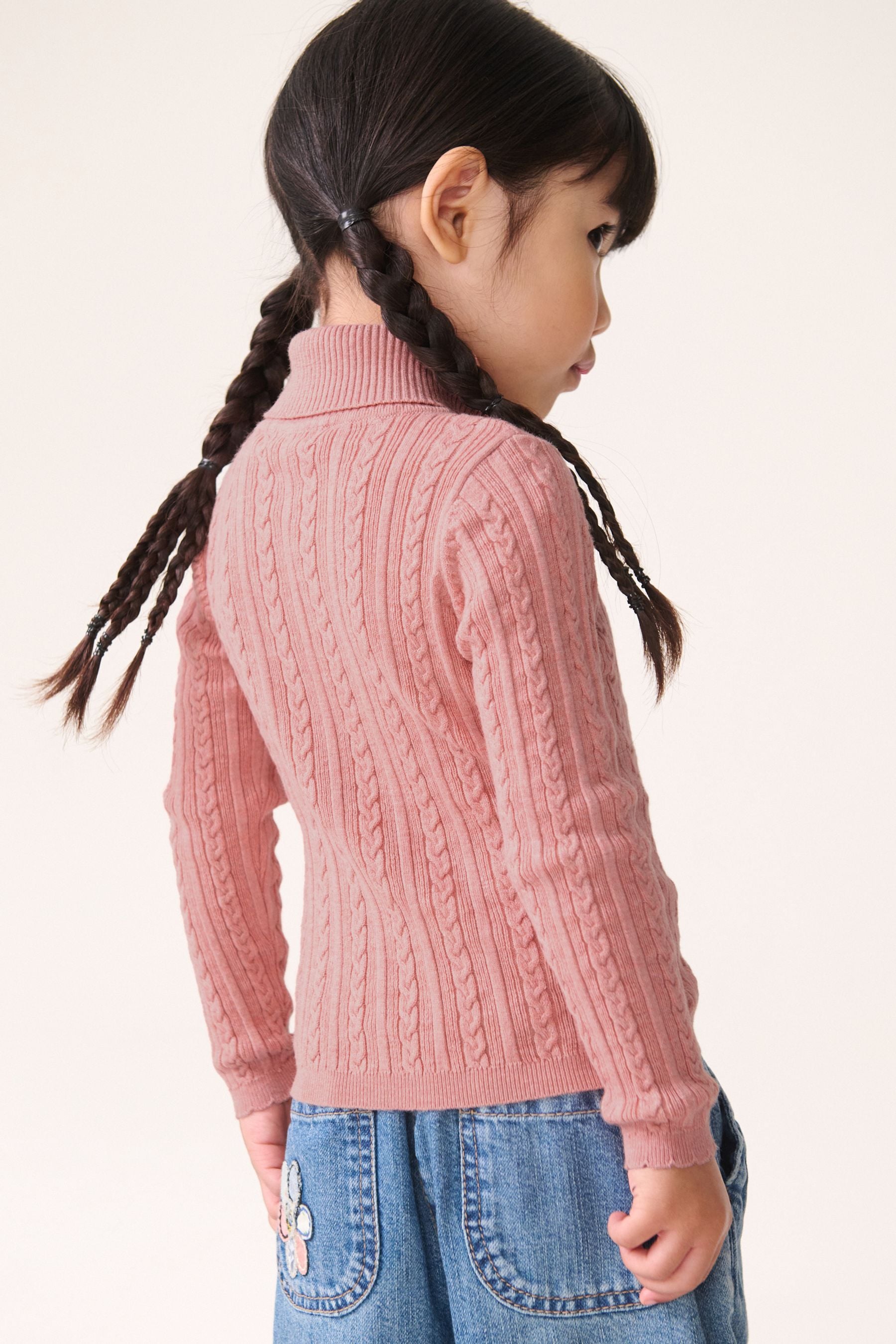 Pink Roll Neck Cardigan (3mths-10yrs)