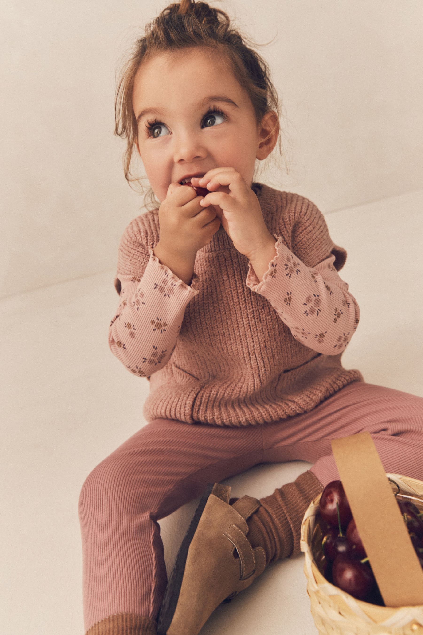 Pink Knit Tabard 3 Piece Set (3mths-7yrs)