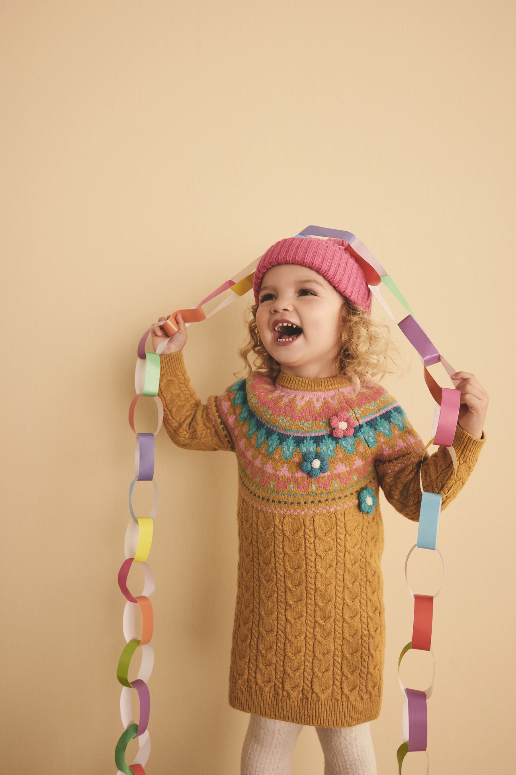 Ochre Yellow Fairisle Jumper Dress (3mths-7yrs)