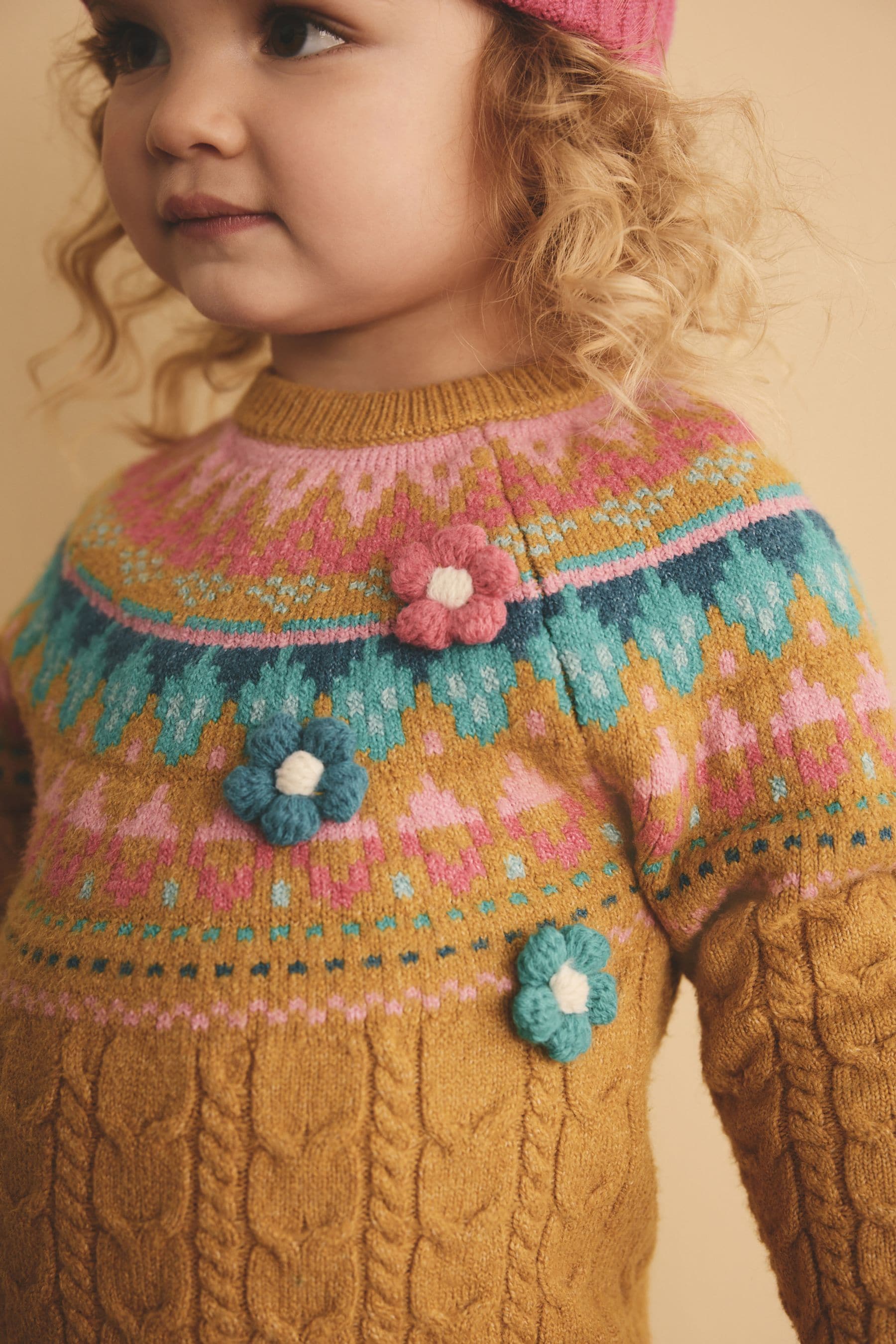 Ochre Yellow Fairisle Jumper Dress (3mths-7yrs)