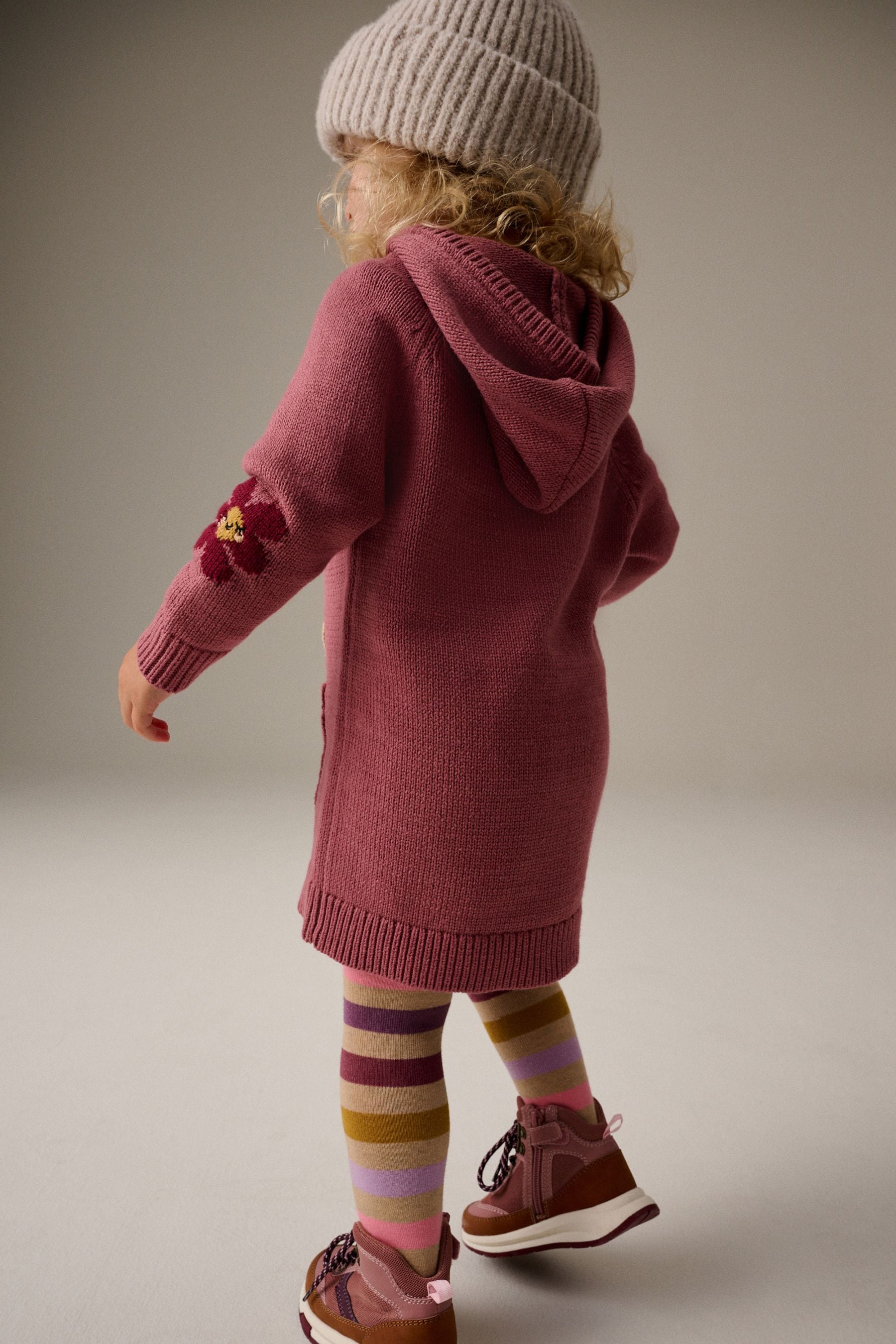 Berry Hooded Character Jumper Dress & Tights Set (3mths-7yrs)