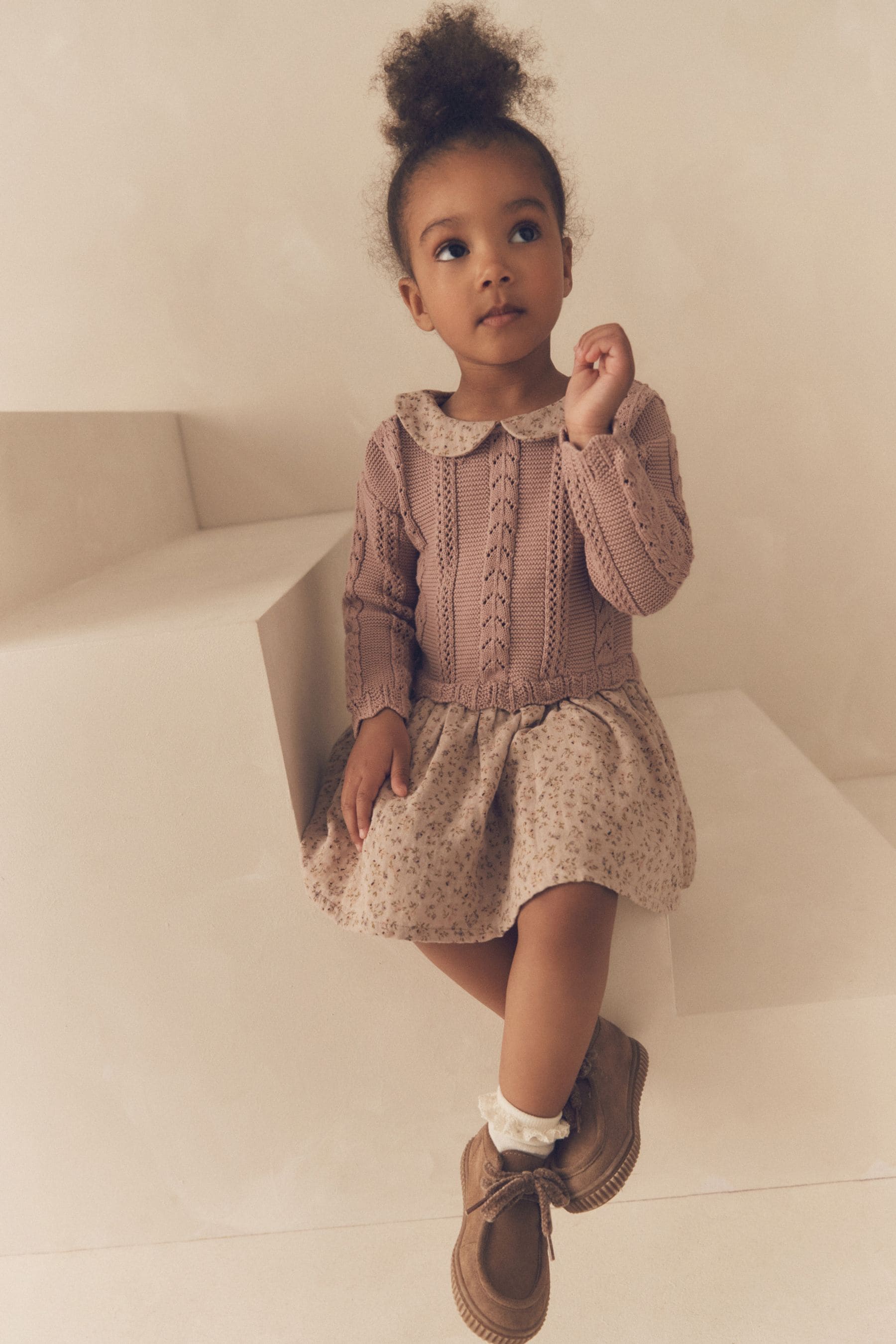 Pink Knitted Collar Dress (3mths-10yrs)