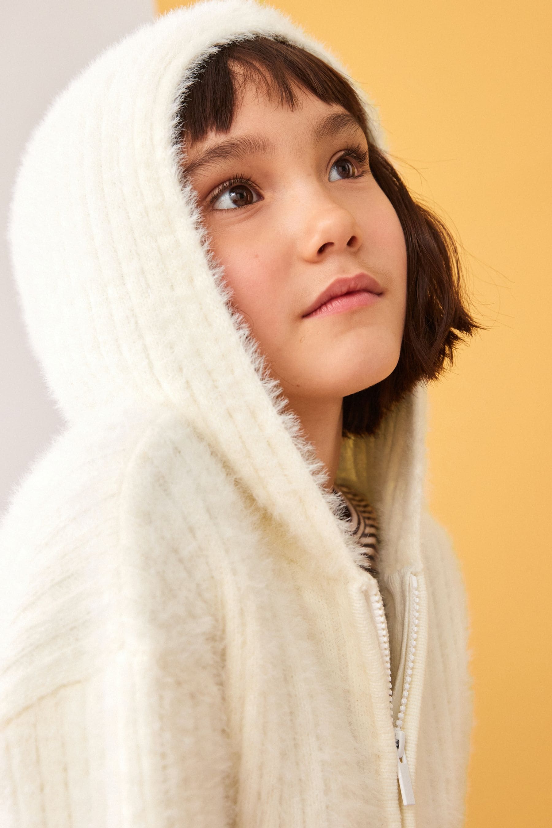 Ecru Cream Fluffy Hoodie (3-16yrs)