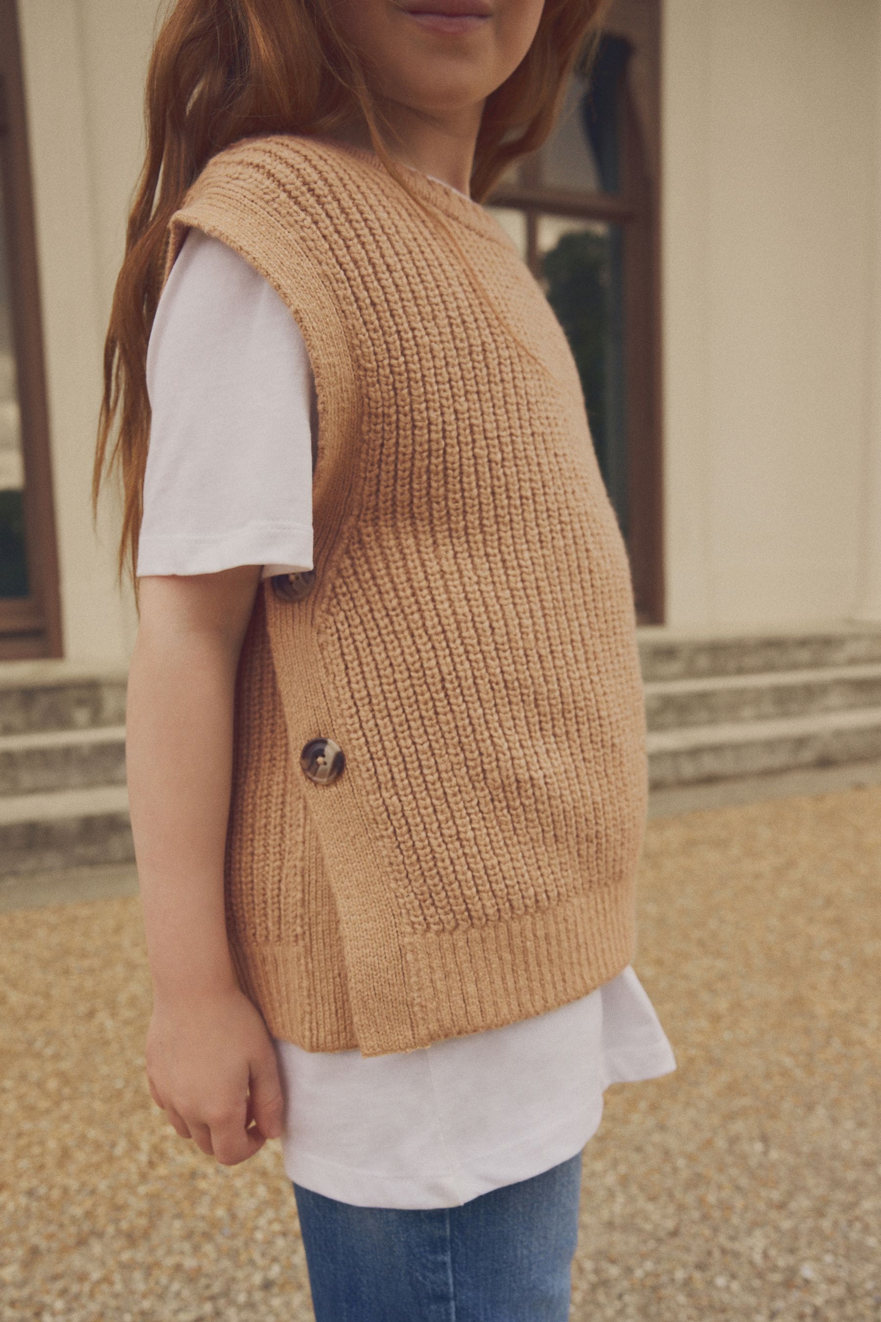 Tan Brown Knitted Tank Top (3-16yrs)