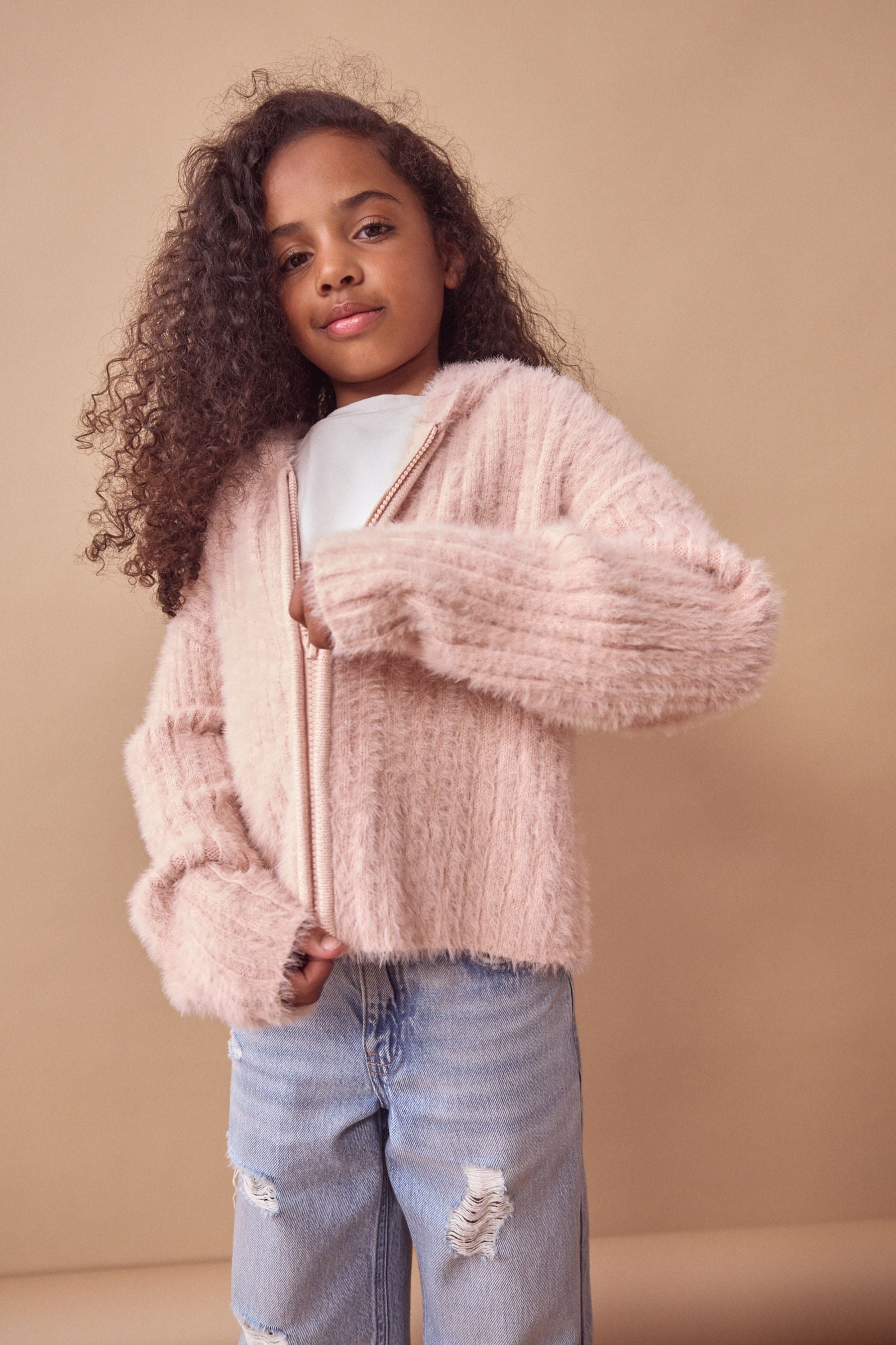 Pink Fluffy Hoodie (3-16yrs)