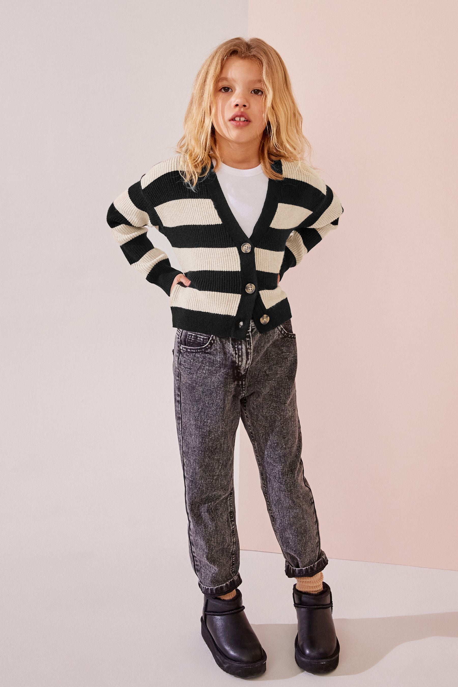 Monochrome Boxy Cardigan (3-16yrs)