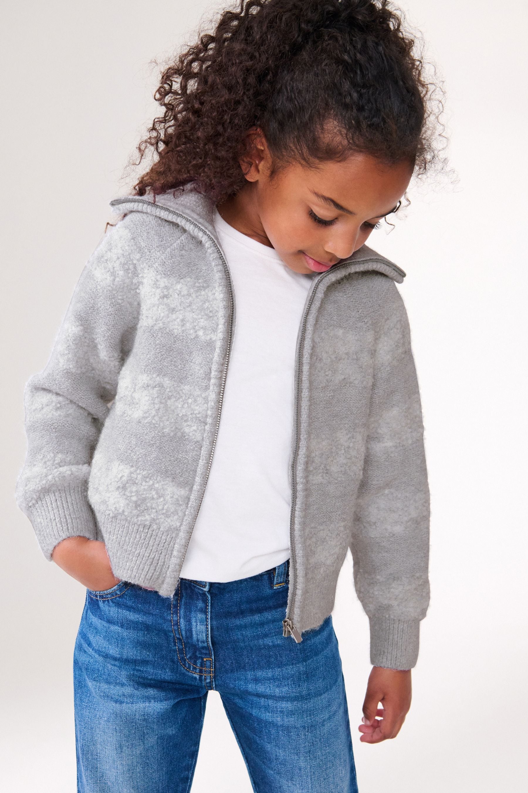 Grey Zip Thru Cardigan (3-16yrs)