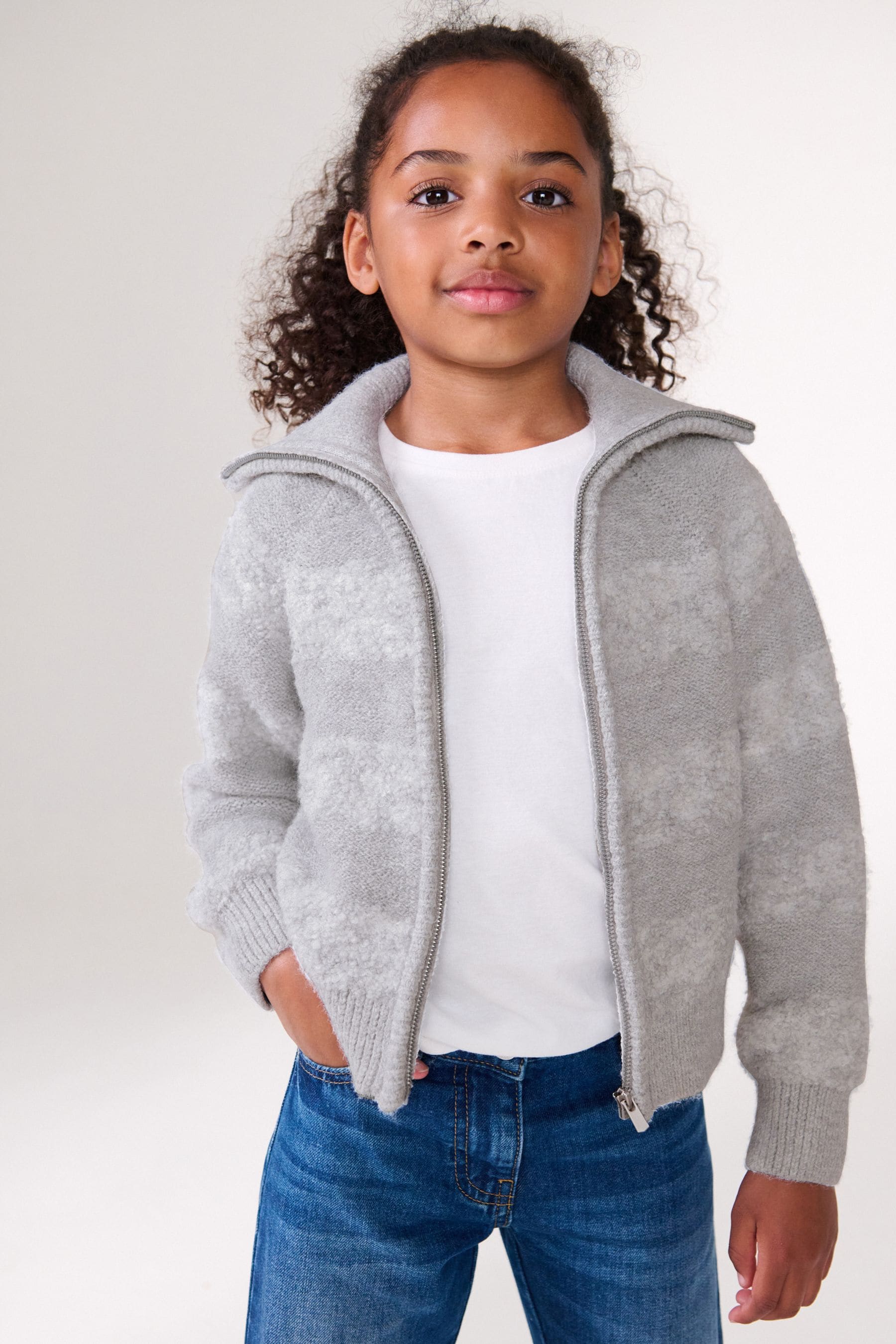 Grey Zip Thru Cardigan (3-16yrs)