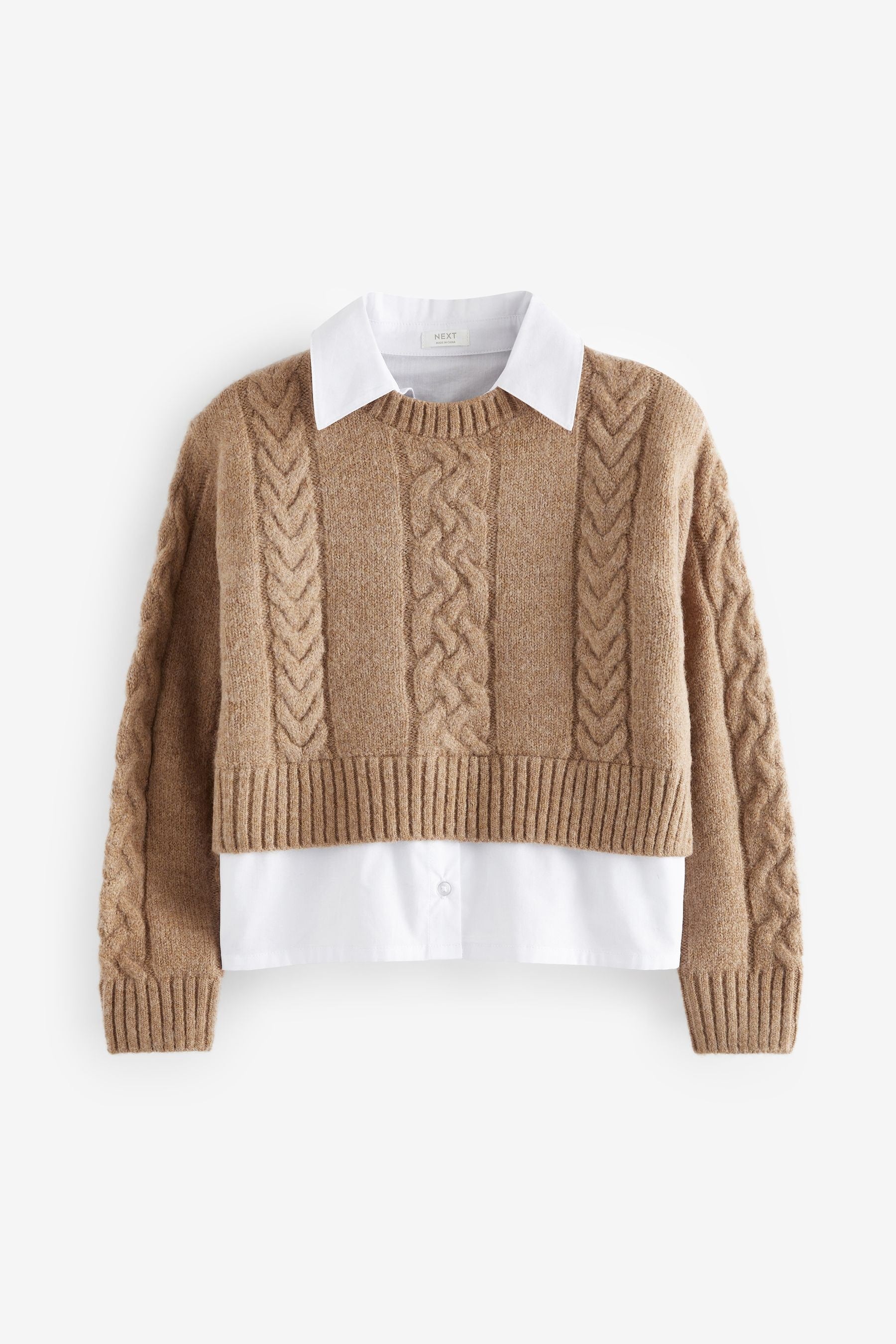 Neutral Mock 100% Cotton Shirt Jumper (3-16yrs)